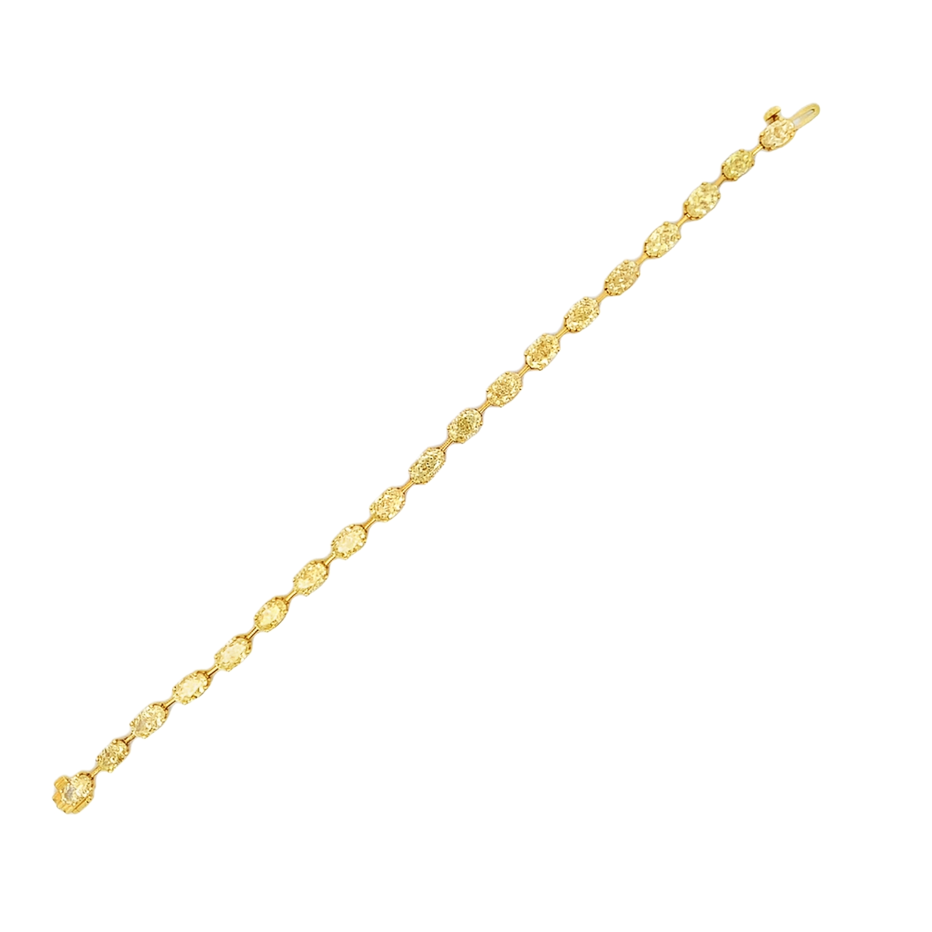Norman Silverman 18K Yellow Gold Bar Prong-Set Oval Diamond Tennis Bracelet