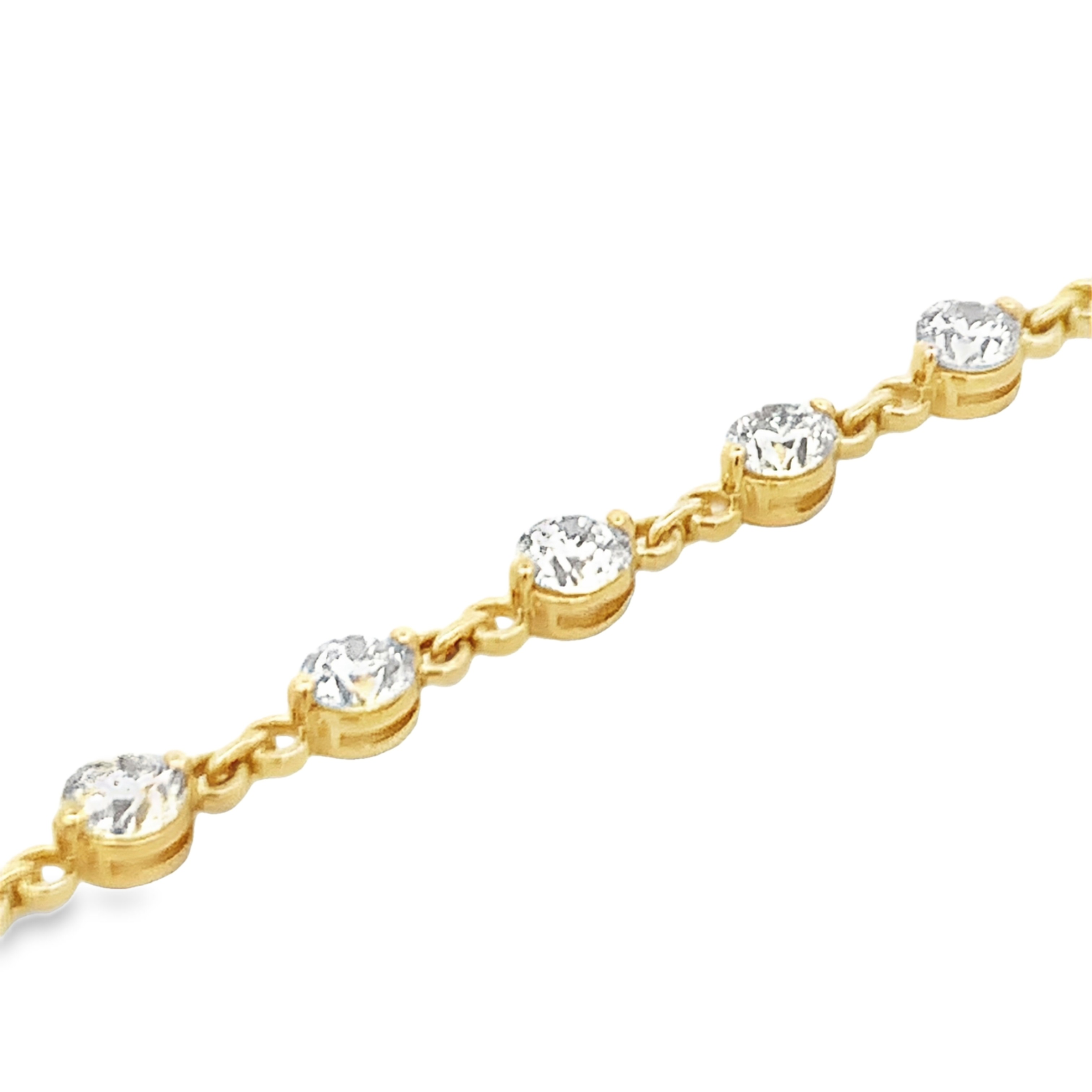 14K Yellow Gold Diamond Polished Link Single Prong Station Bracelet 7 with 16 Round Diamonds 6.14 CTW J-K-L SI2-I1 
5.57dwt