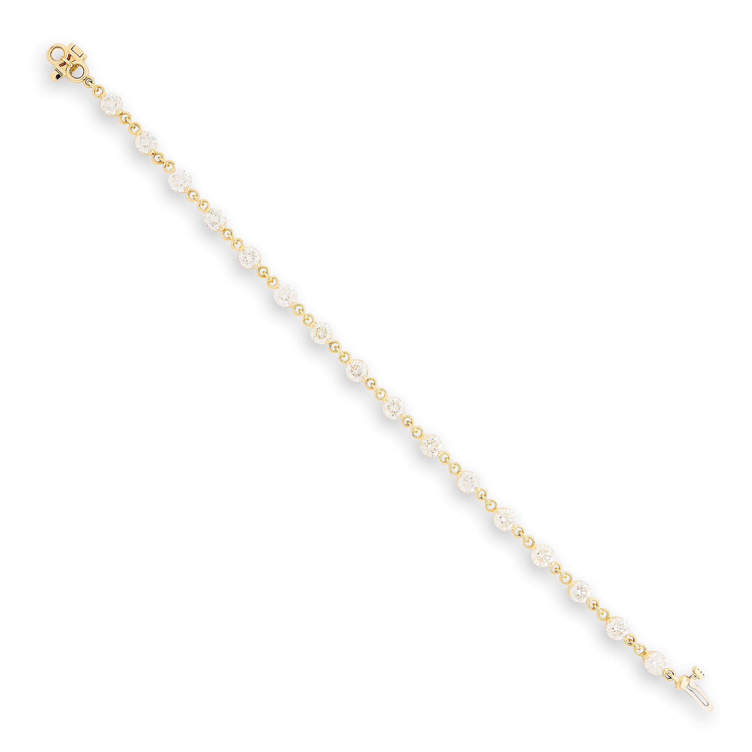 14K Yellow Gold Diamond Polished Link Single Prong Station Bracelet 7