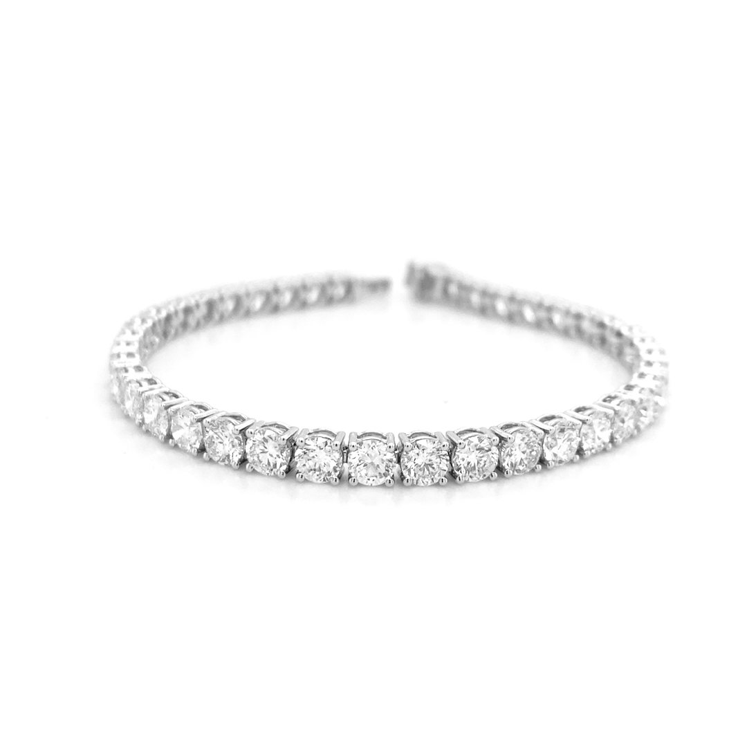 18K White Gold 11.5 Carat Diamond Tennis Bracelet