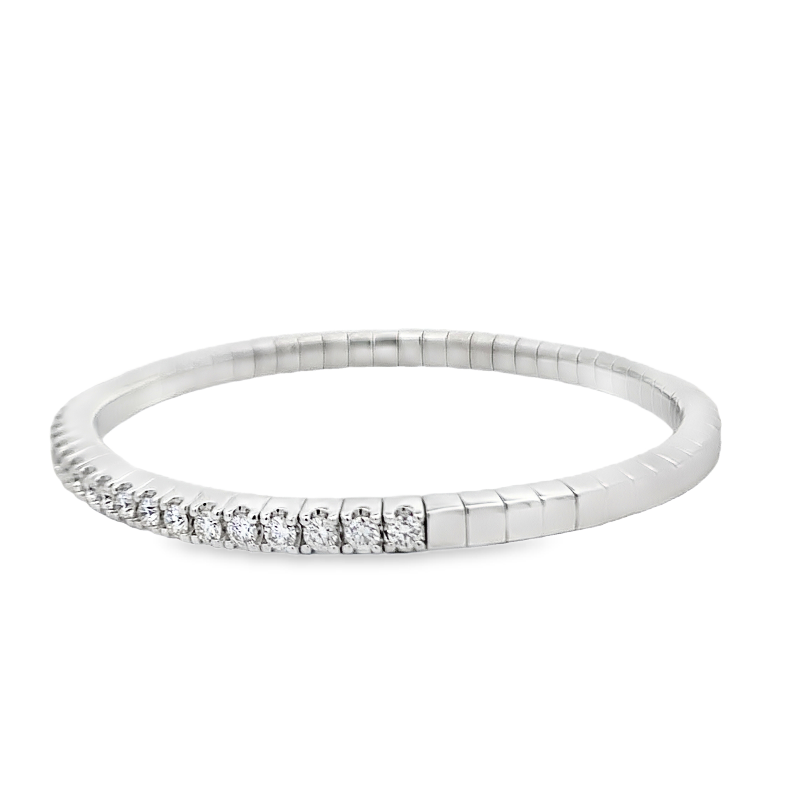 14K White Gold Diamond Stretchable Tennis Bracelet