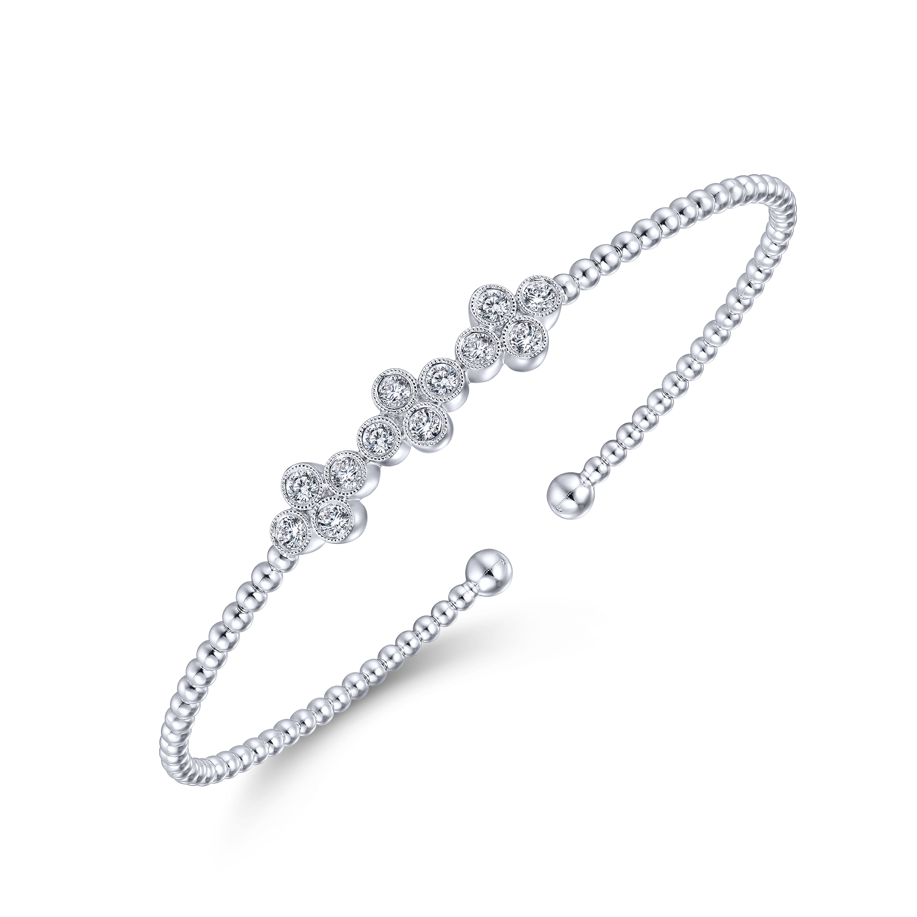 Gabriel & Co.14K White Gold Bujukan Quatrefoil Diamond Station Bracelet