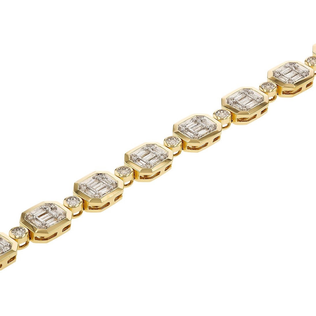 Allison Kaufman 14K Yellow Gold Emerald-Shape Diamond Cluster Bracelet