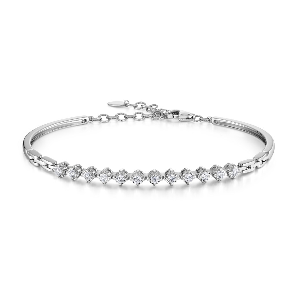 Memoire 18K White Gold Essentials Chain Diamond Bangle