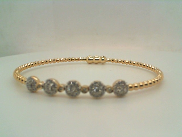 Gabriel & Co. 14 Karat Yellow Gold Diamond Bangle Bracelet 5.75 with 49 Round Diamonds 0.39 CTW I-J SI and CTW