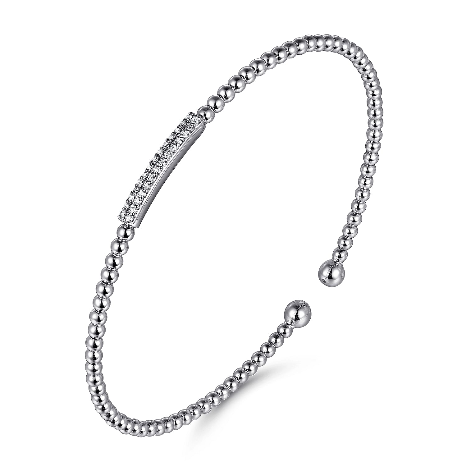 Gabriel & Co. 14K White Gold Bujukan Bead Diamond Cuff