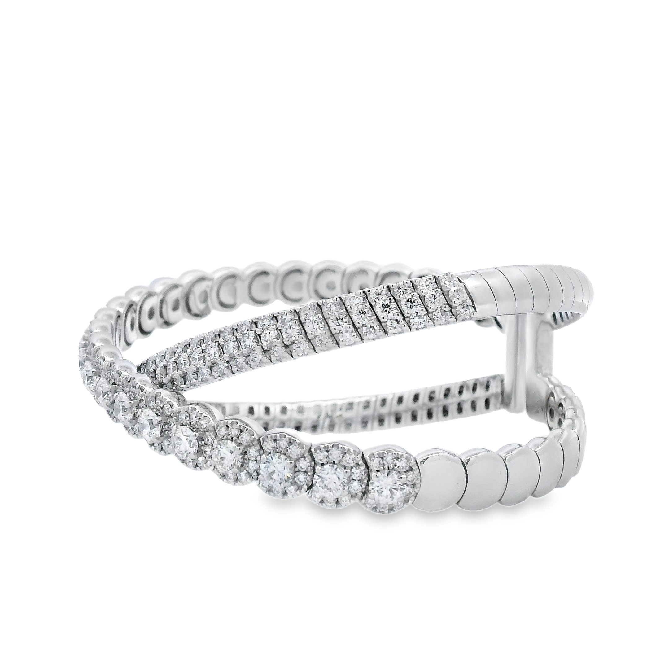 Damaso 18K White Gold Crossover Diamond Bangle