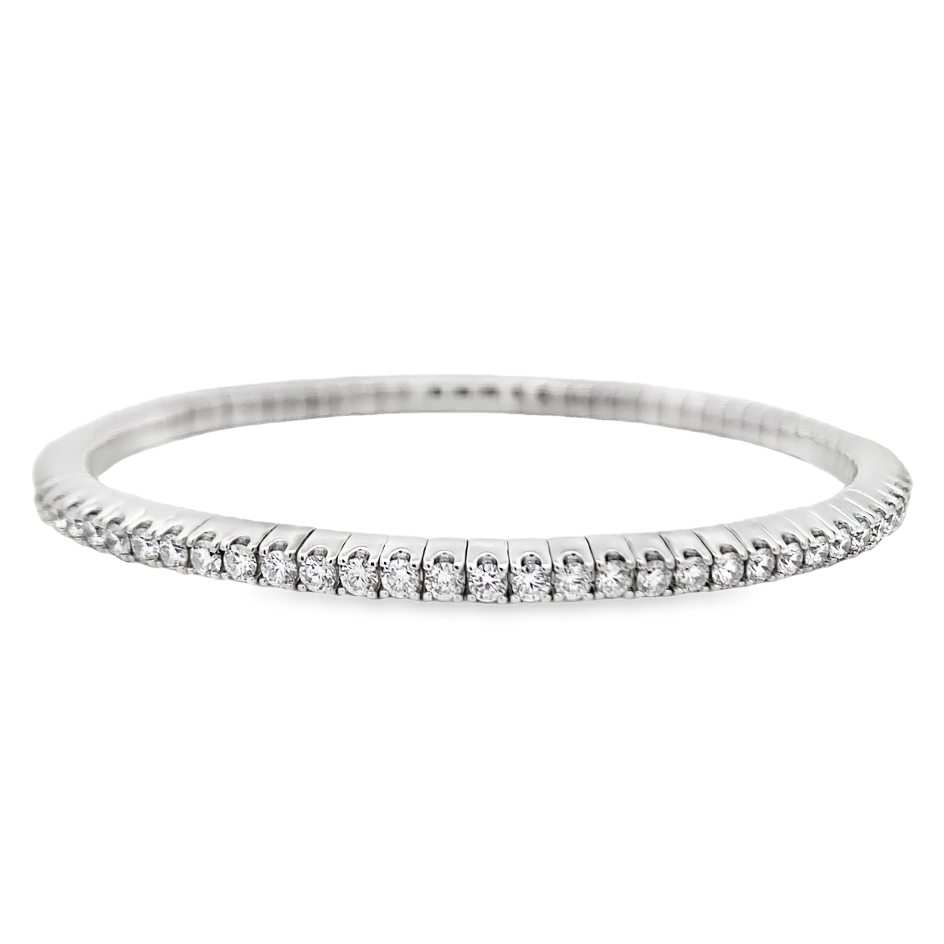14K White Gold 3 Carat Diamond Tennis Stretch Bangle