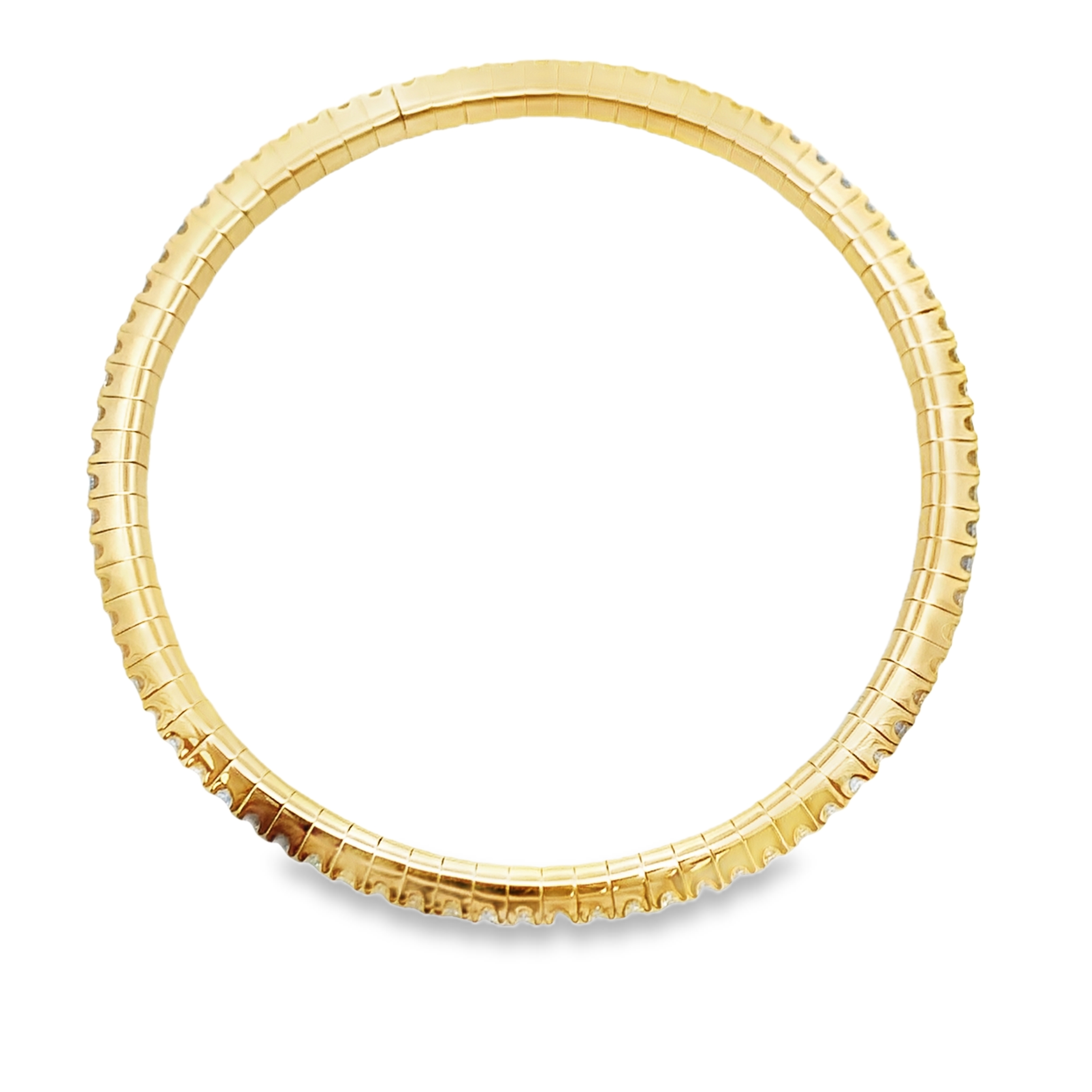 14K Yellow Gold 3 Carat Diamond Tennis Stretch Bangle