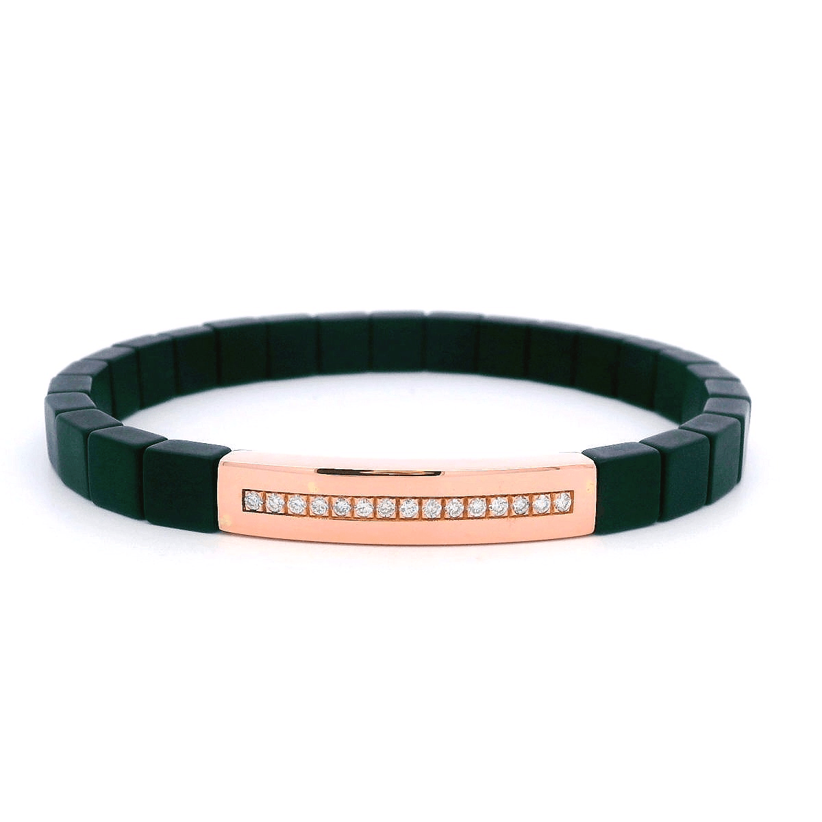 Luigi Tavanti 18K Rose Gold Polished Diamond Line Bar Stretch Bracelet
