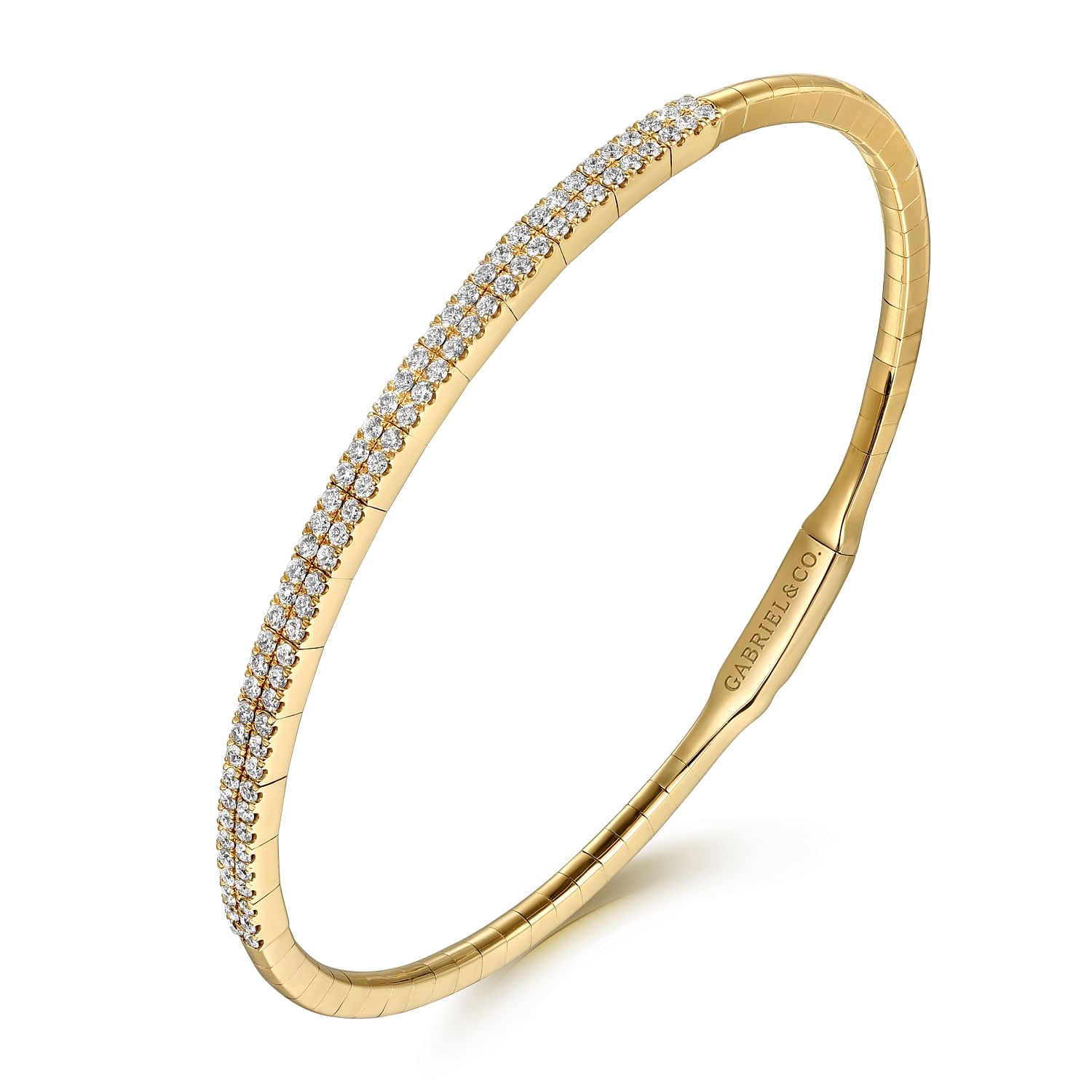 Gabriel & Co. 14K Yellow Gold Two Row Diamond Bangle