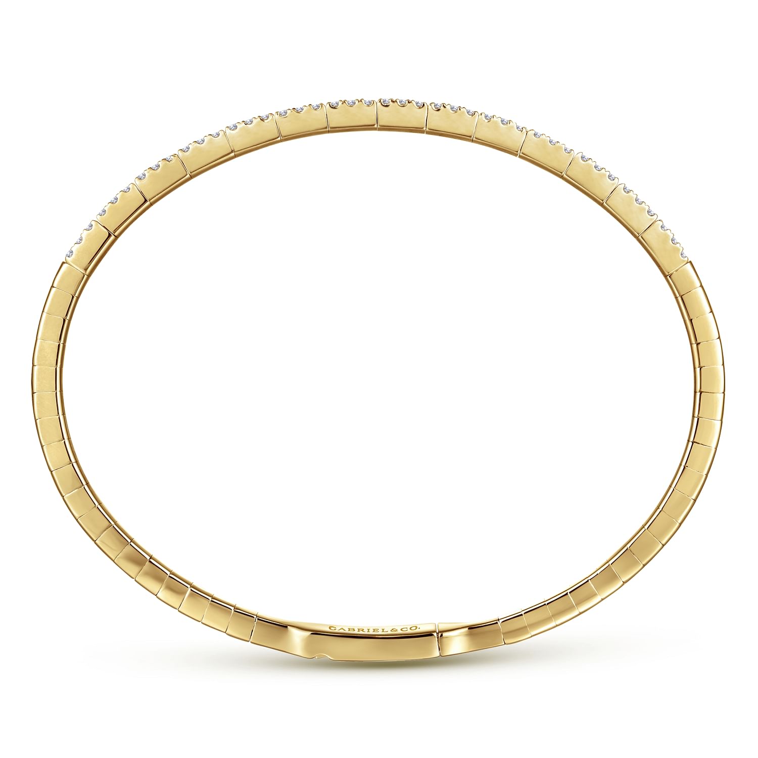 Gabriel & Co. 14K Yellow Gold Two Row Diamond Bangle
