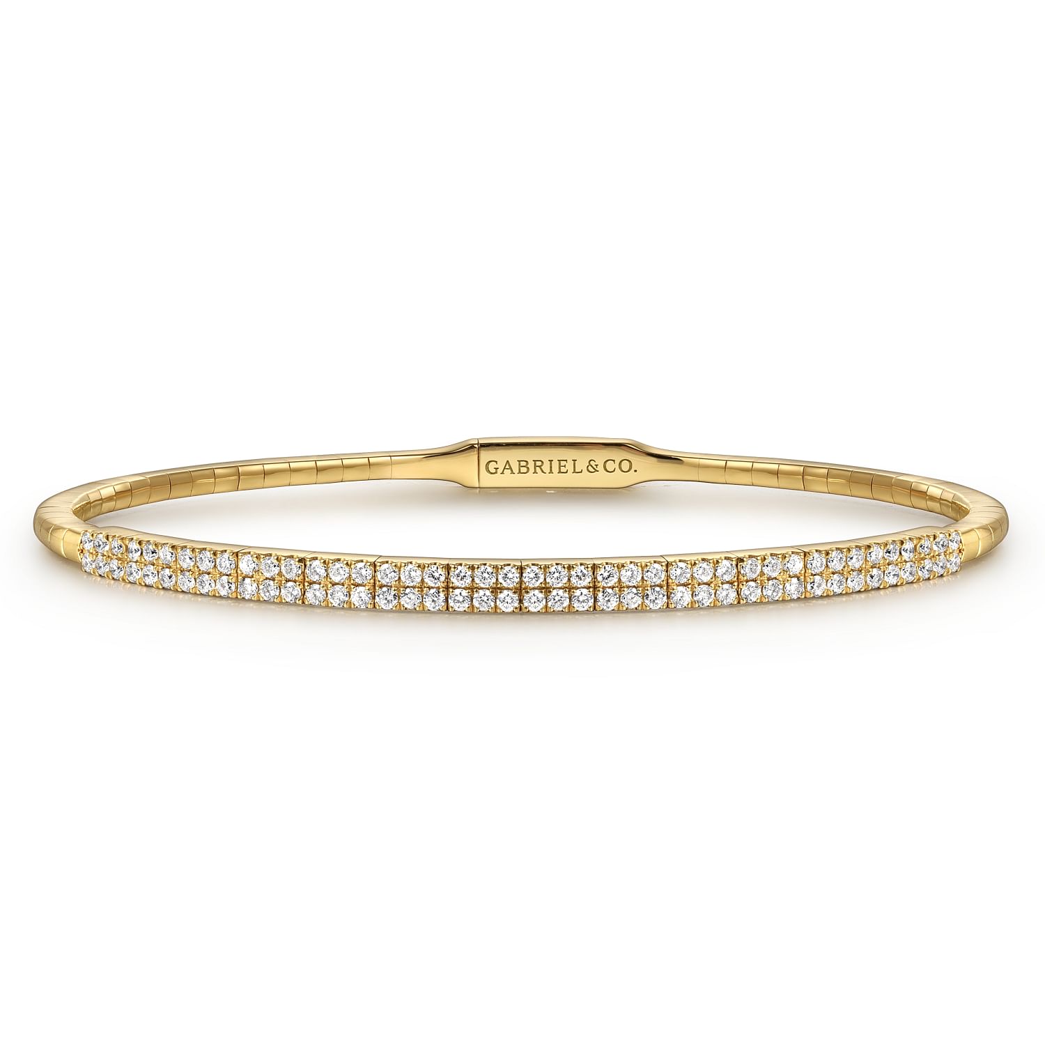 Gabriel & Co. 14K Yellow Gold Two Row Diamond Bangle