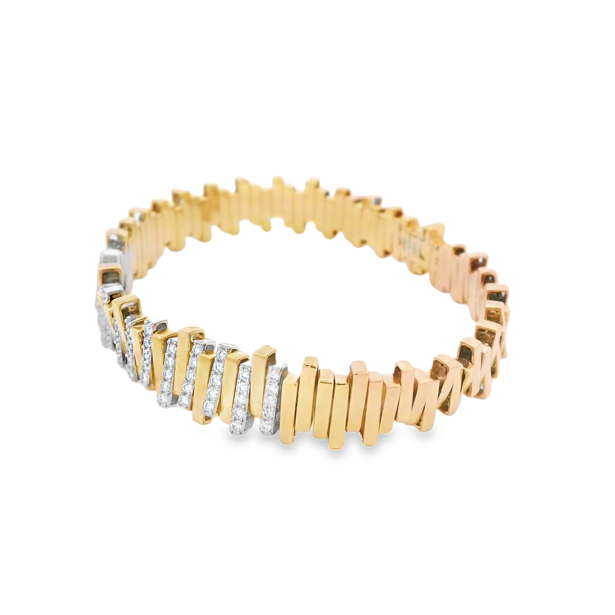 Savoia 18K Two-Tone Arena Collection Bar Diamond Stretch Bracelet