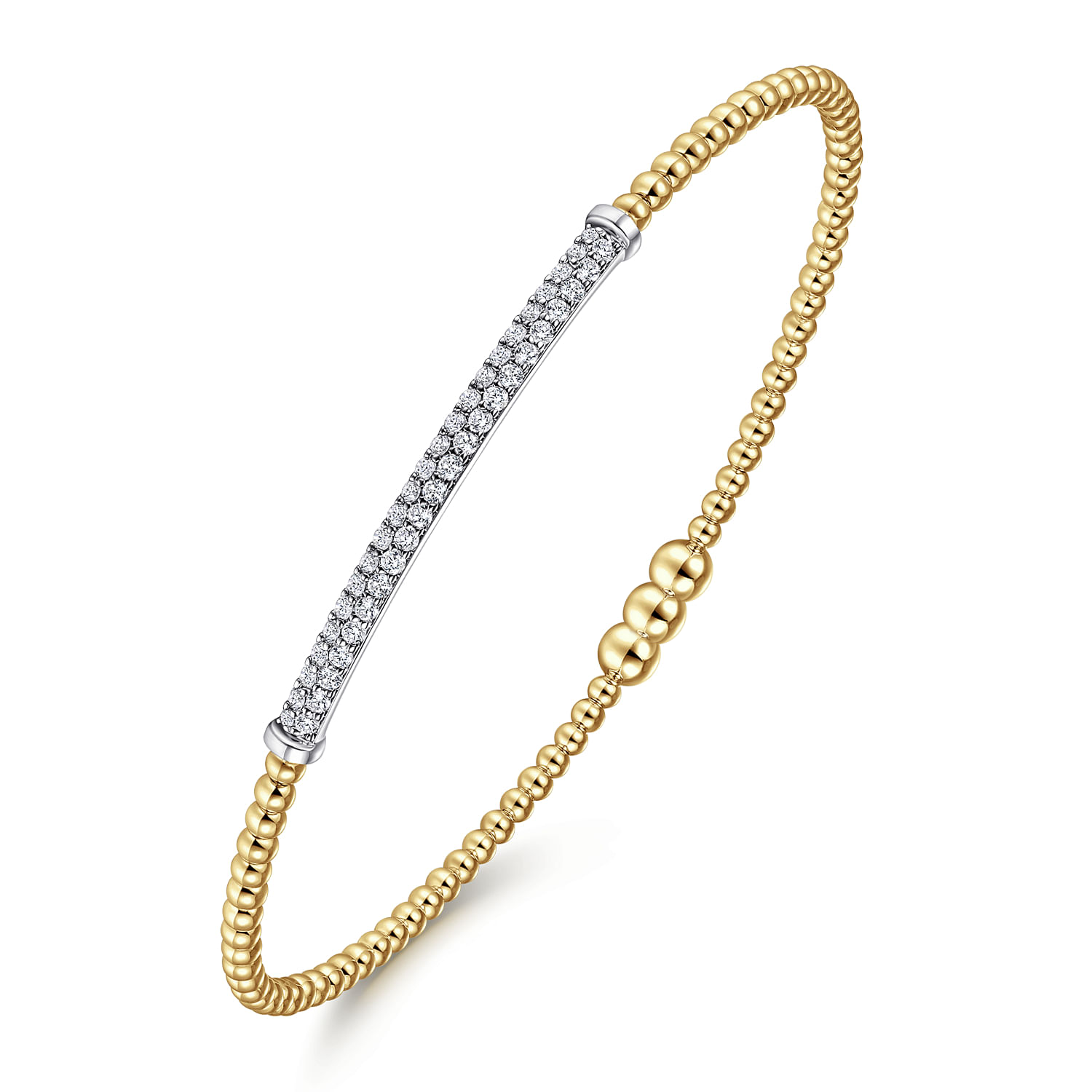 Gabriel & Co. 14K Yellow Gold Pave Diamond Bar Locking Bangle