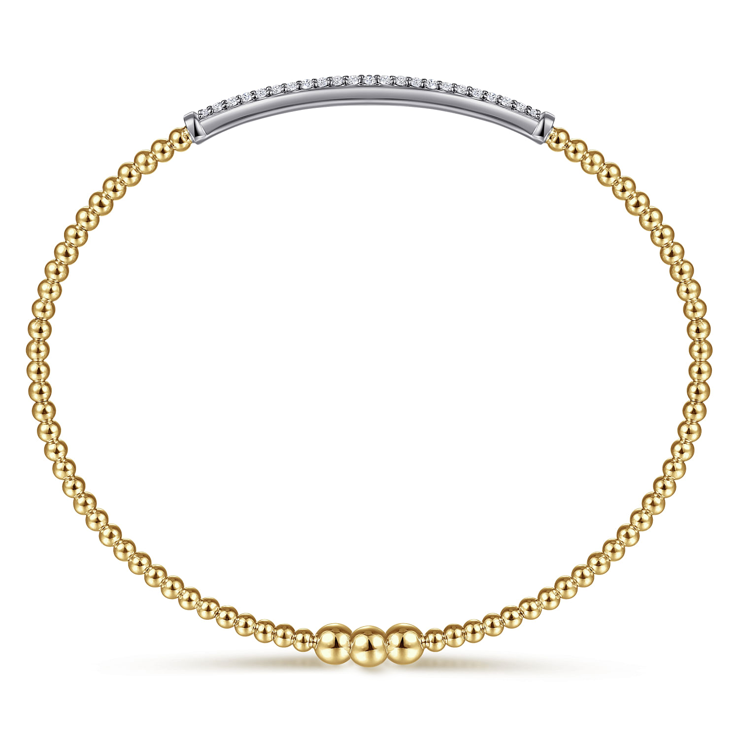 Gabriel & Co. 14K Yellow Gold Pave Diamond Bar Locking Bangle