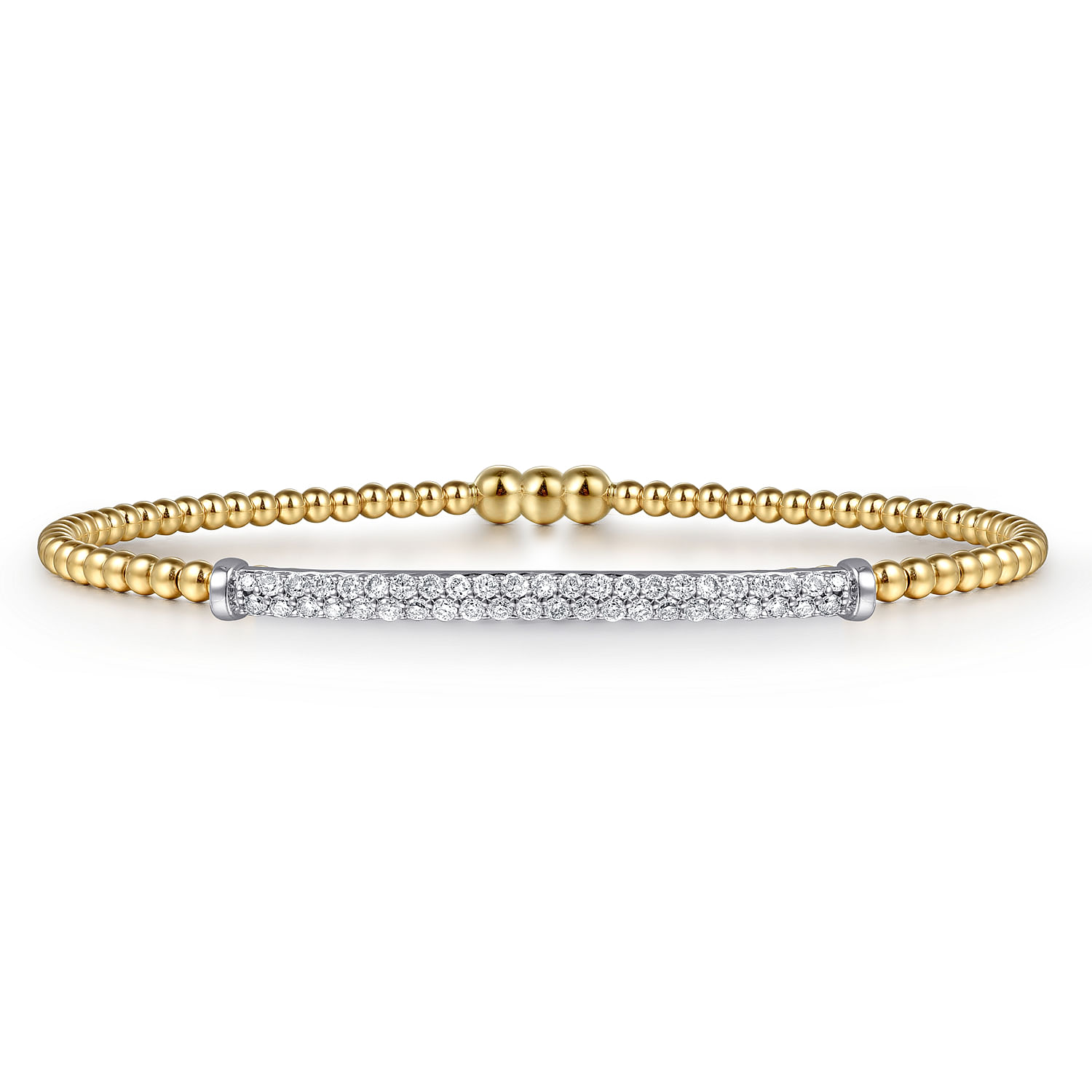 Gabriel & Co. 14K Yellow Gold Pave Diamond Bar Locking Bangle