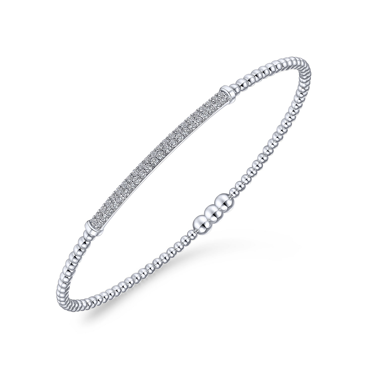 Gabriel & Co. 14K White Gold Pave Diamond Bar Locking Bangle