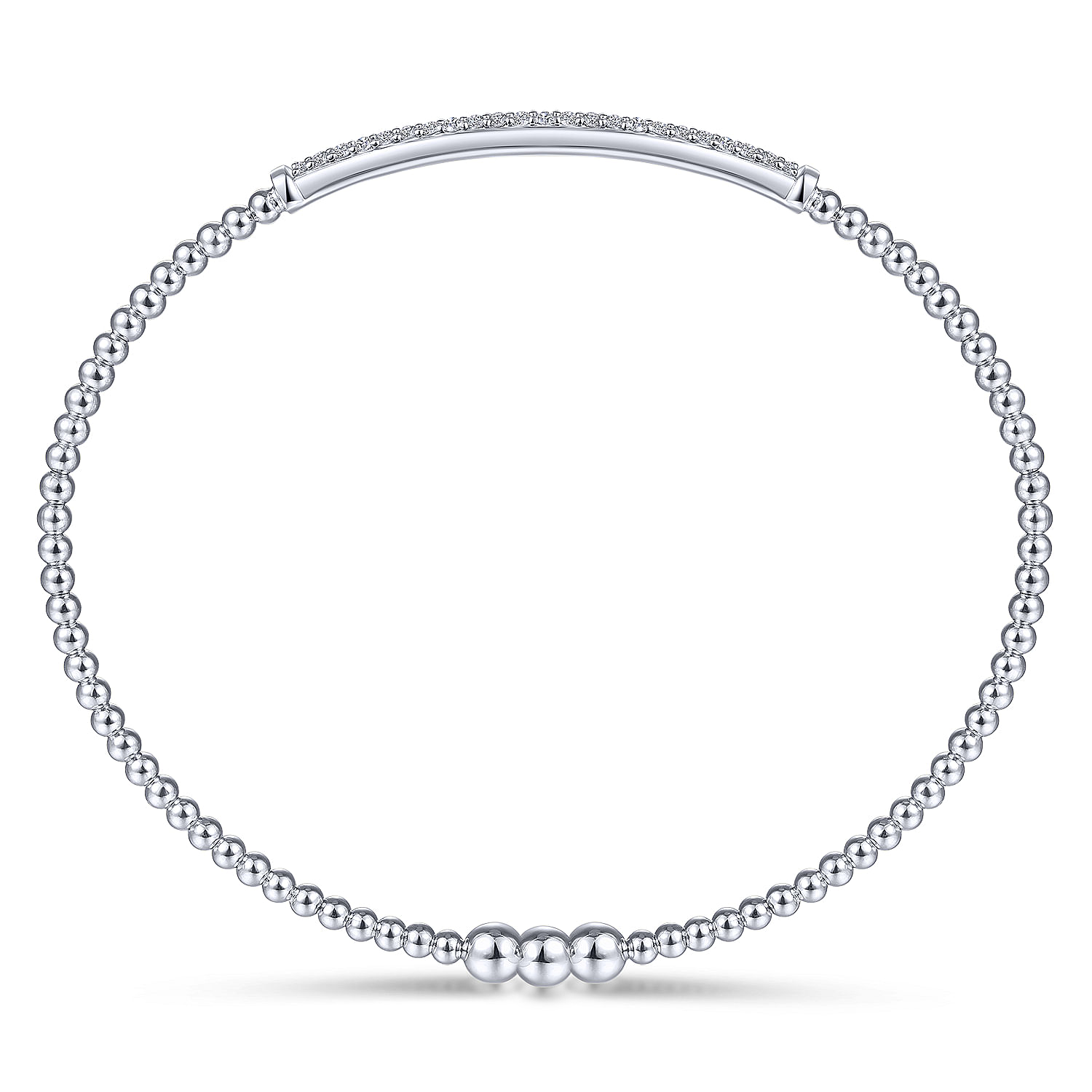 Gabriel & Co. 14K White Gold Pave Diamond Bar Locking Bangle