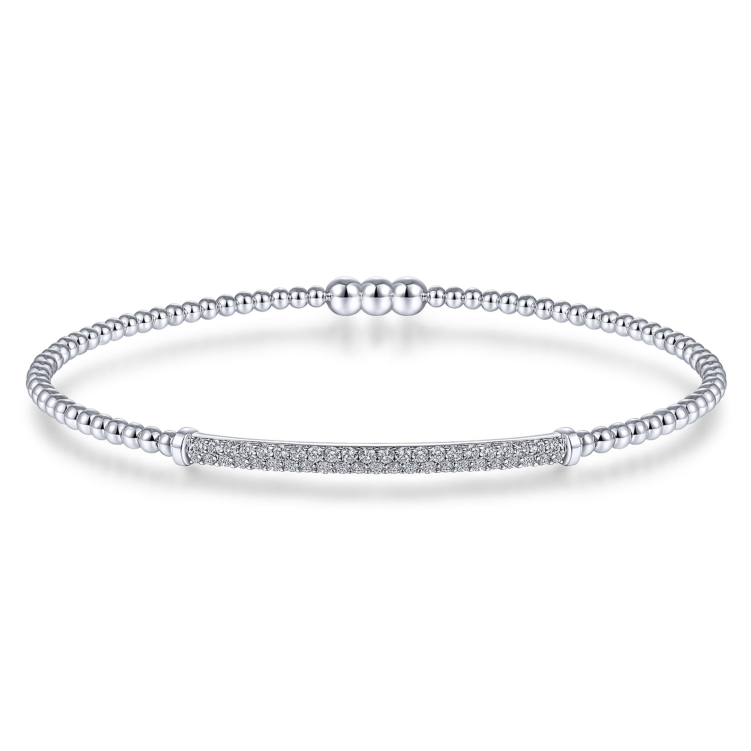 Gabriel & Co. 14K White Gold Pave Diamond Bar Locking Bangle