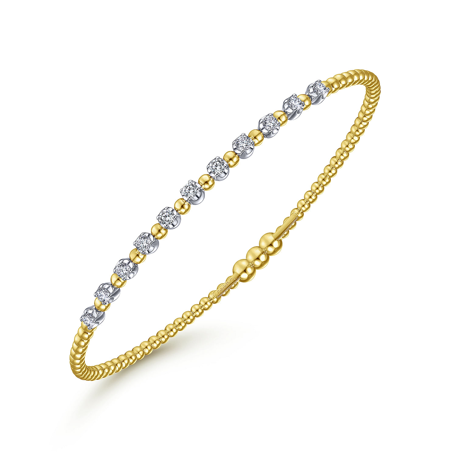 Gabriel & Co. 14K Two-Tone Bujukan Diamond & Bead Locking Bangle