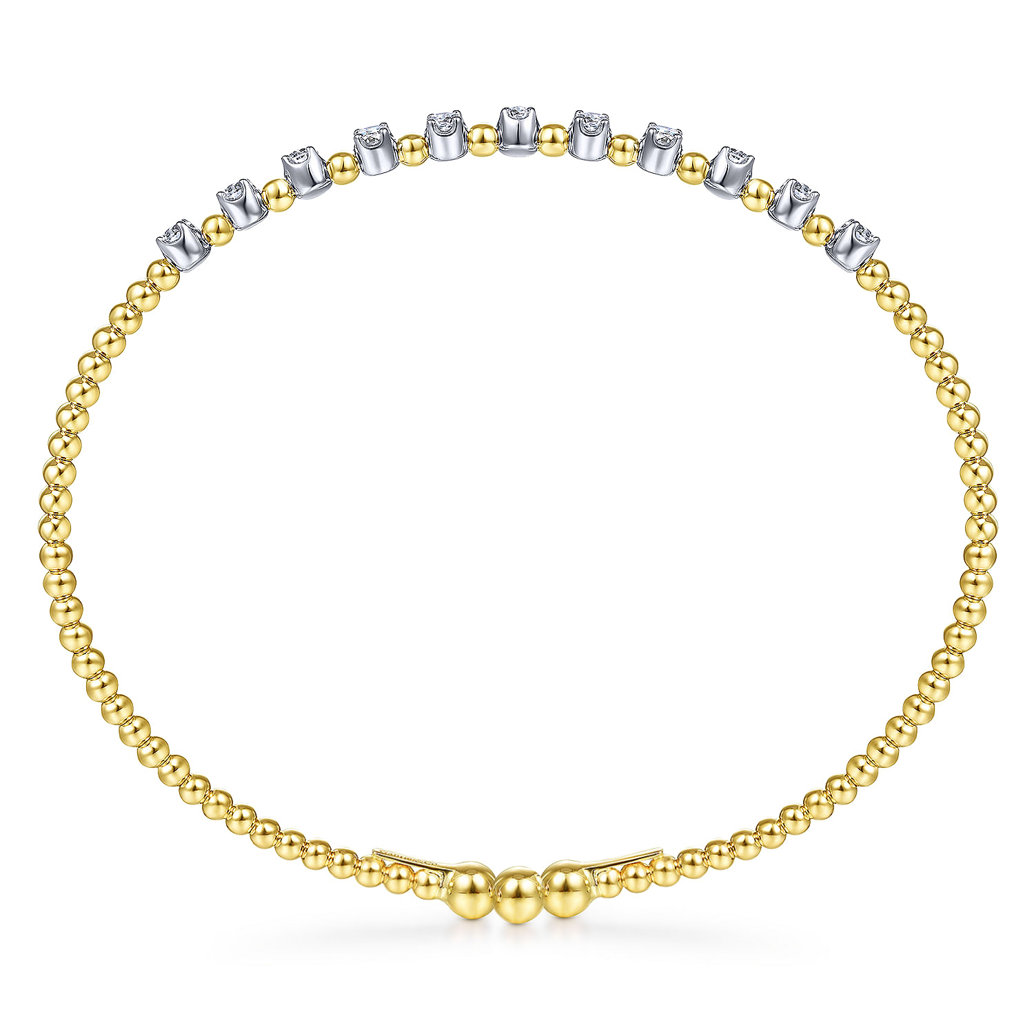 Gabriel & Co. 14K Two-Tone Bujukan Diamond & Bead Locking Bangle