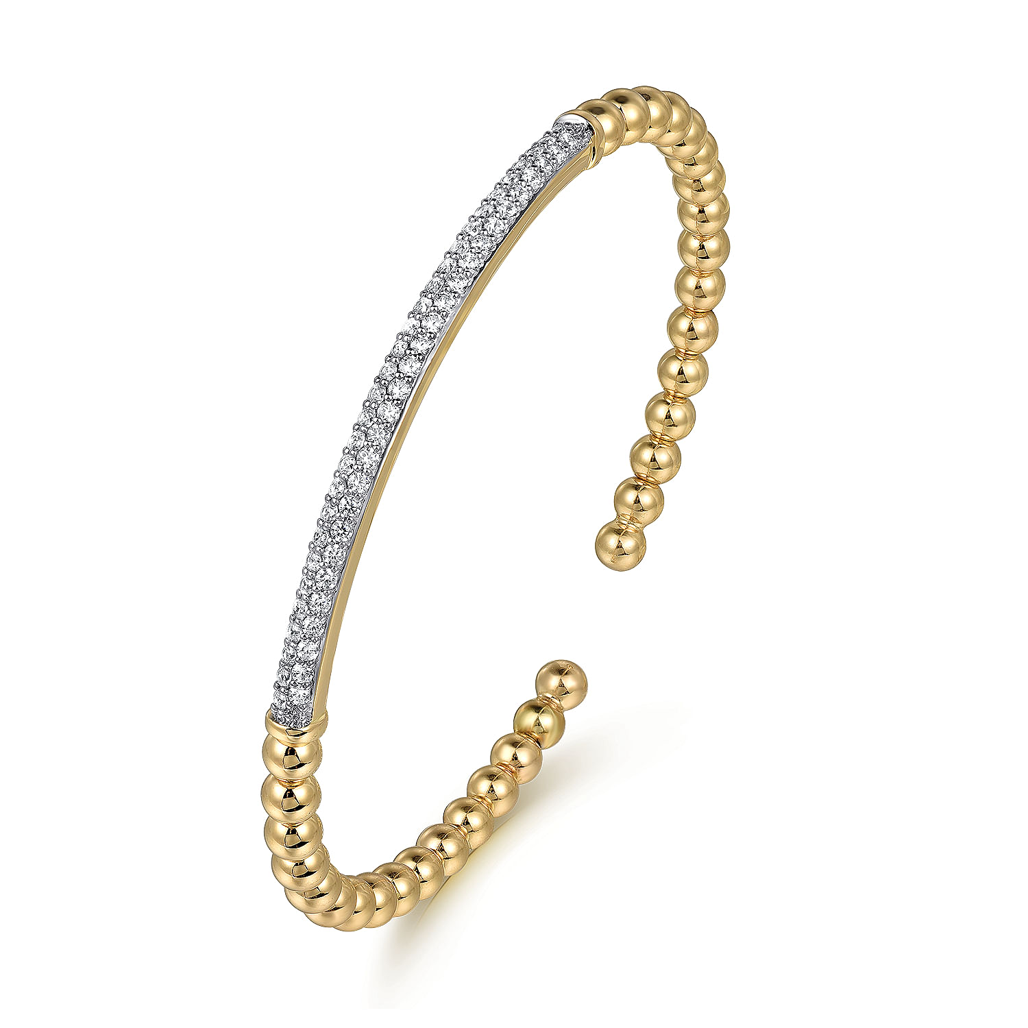 Gabriel & Co.14K Yellow Gold Diamond Pave Bar Bujukan Bangle