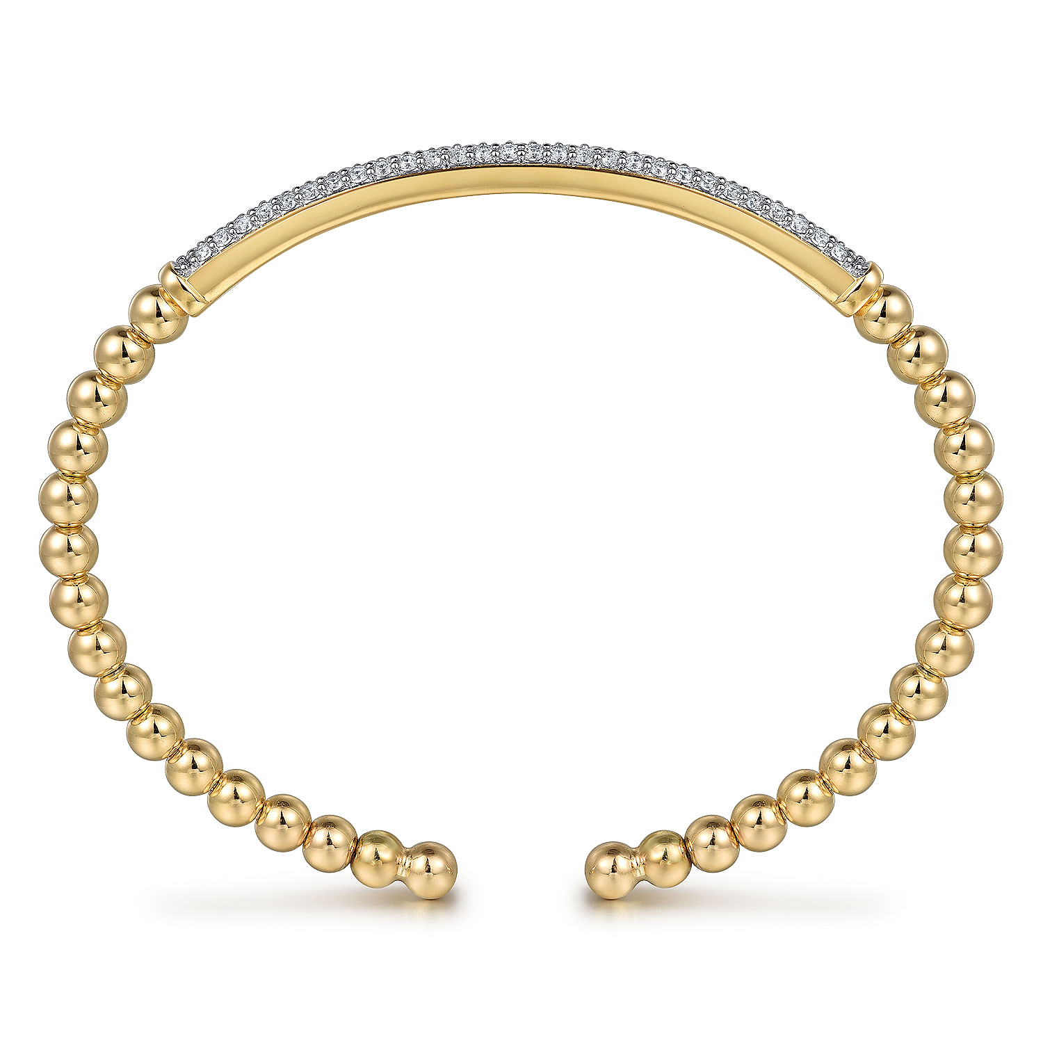 Gabriel & Co.14K Yellow Gold Diamond Pave Bar Bujukan Bangle