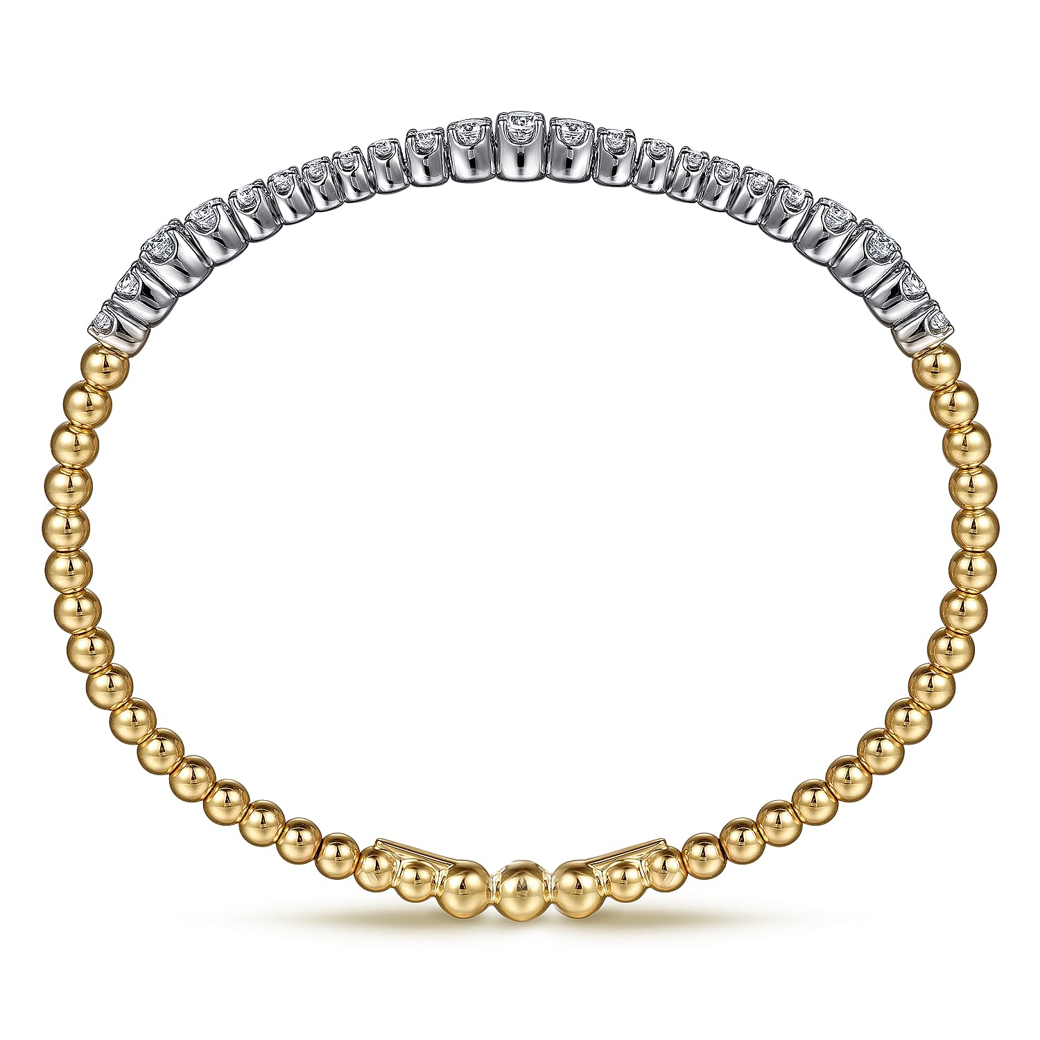 Gabriel & Co. 14K Two-Tone Wave Diamond Locking Bangle