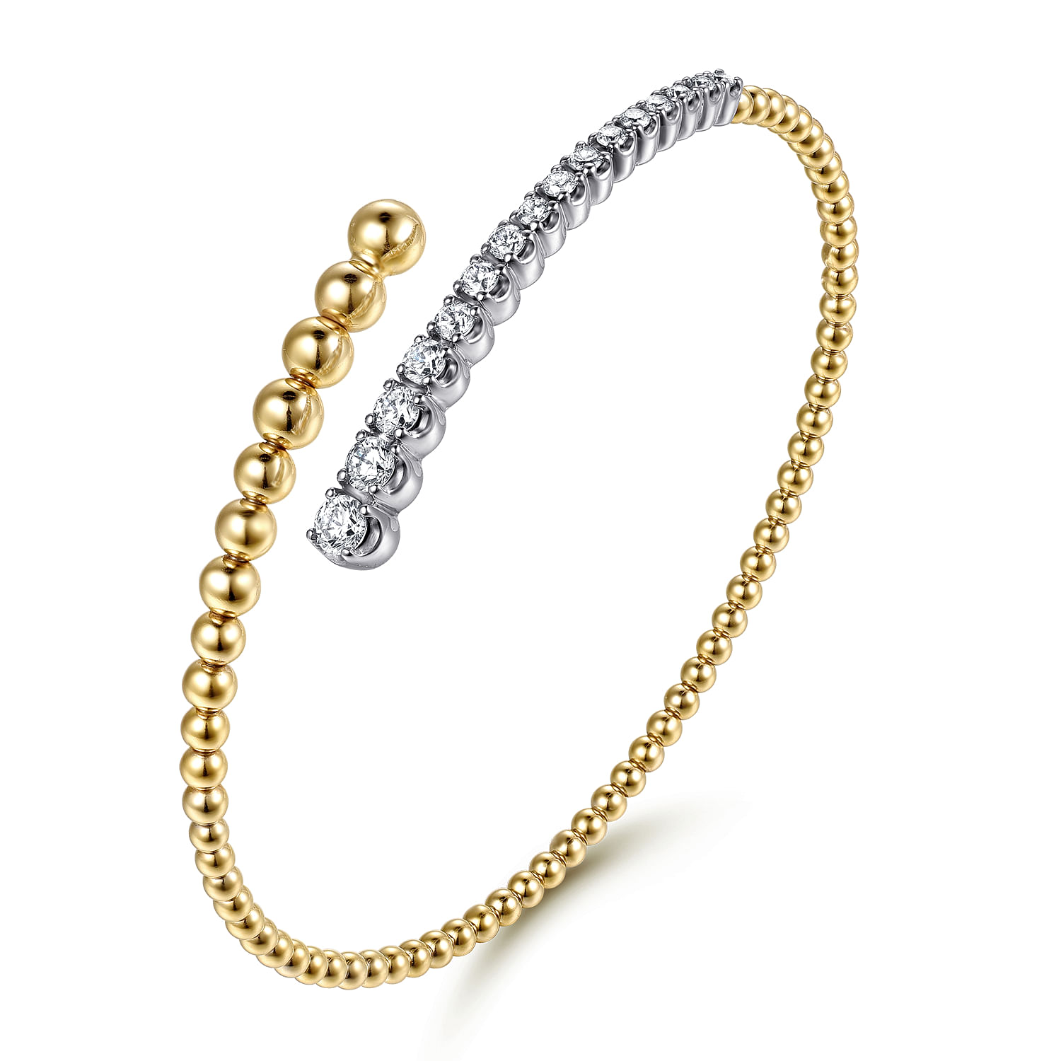 Gabriel & Co. 14K Two-Tone Bujukan Diamond Bypass Bangle