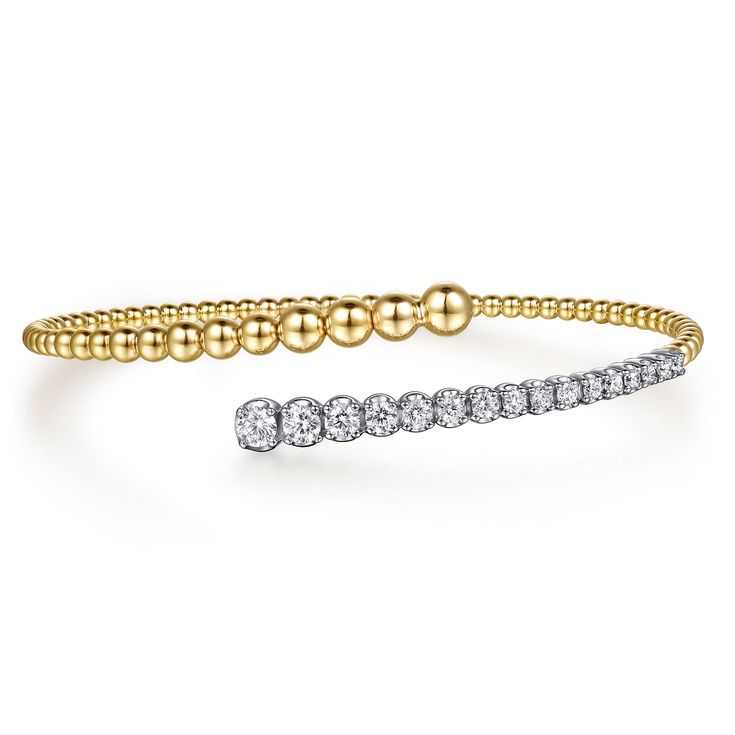 Gabriel & Co. 14K Two-Tone Bujukan Diamond Bypass Bangle