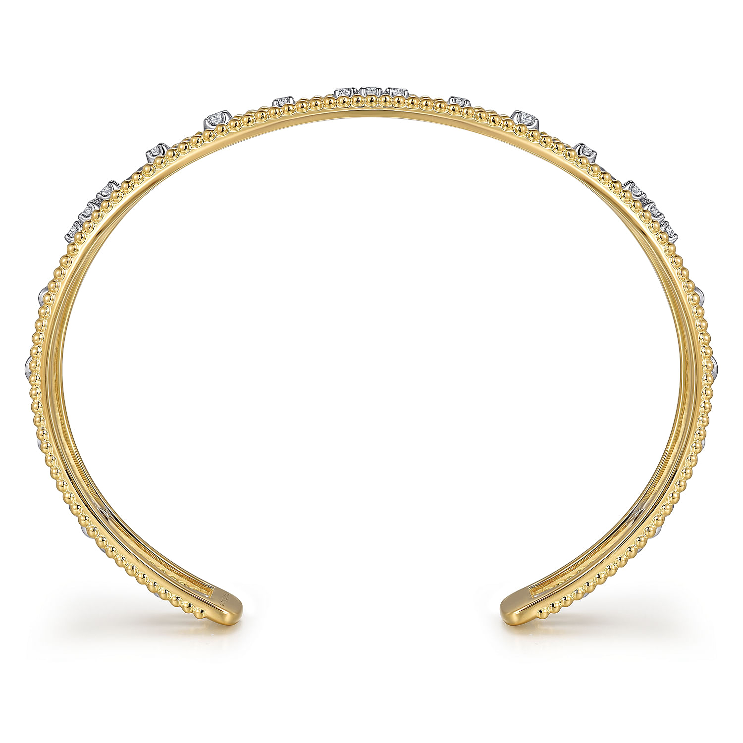Gabriel & Co. 14K Two-Tone Diamond Open Cuff Bangle