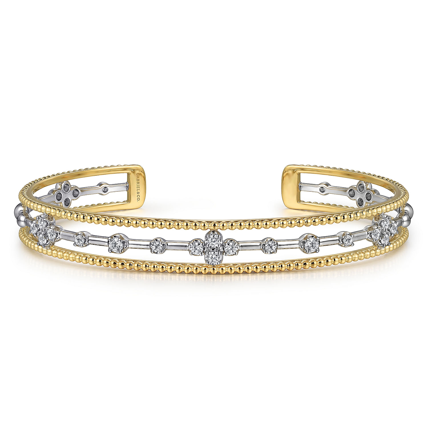 Gabriel & Co. 14K Two-Tone Diamond Open Cuff Bangle