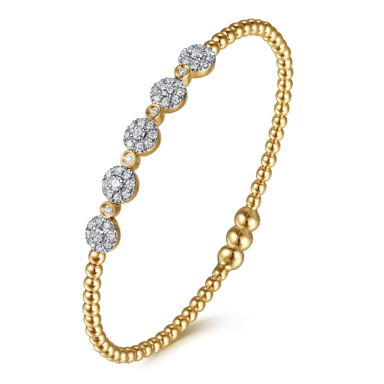 Gabriel & Co. 14K Yellow Gold Bujukan Diamond Clusters Locking Bangle