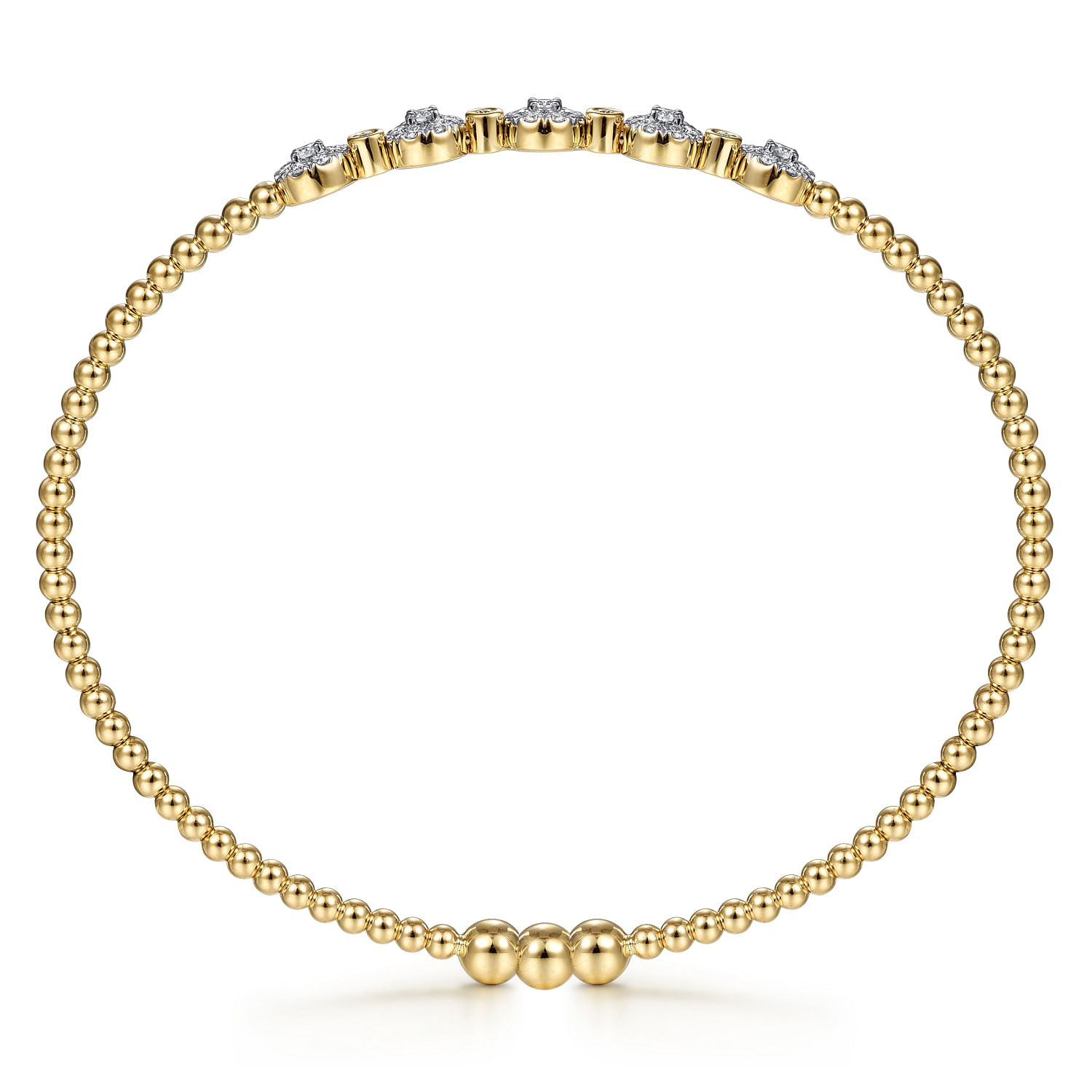 Gabriel & Co. 14K Yellow Gold Bujukan Diamond Clusters Locking Bangle