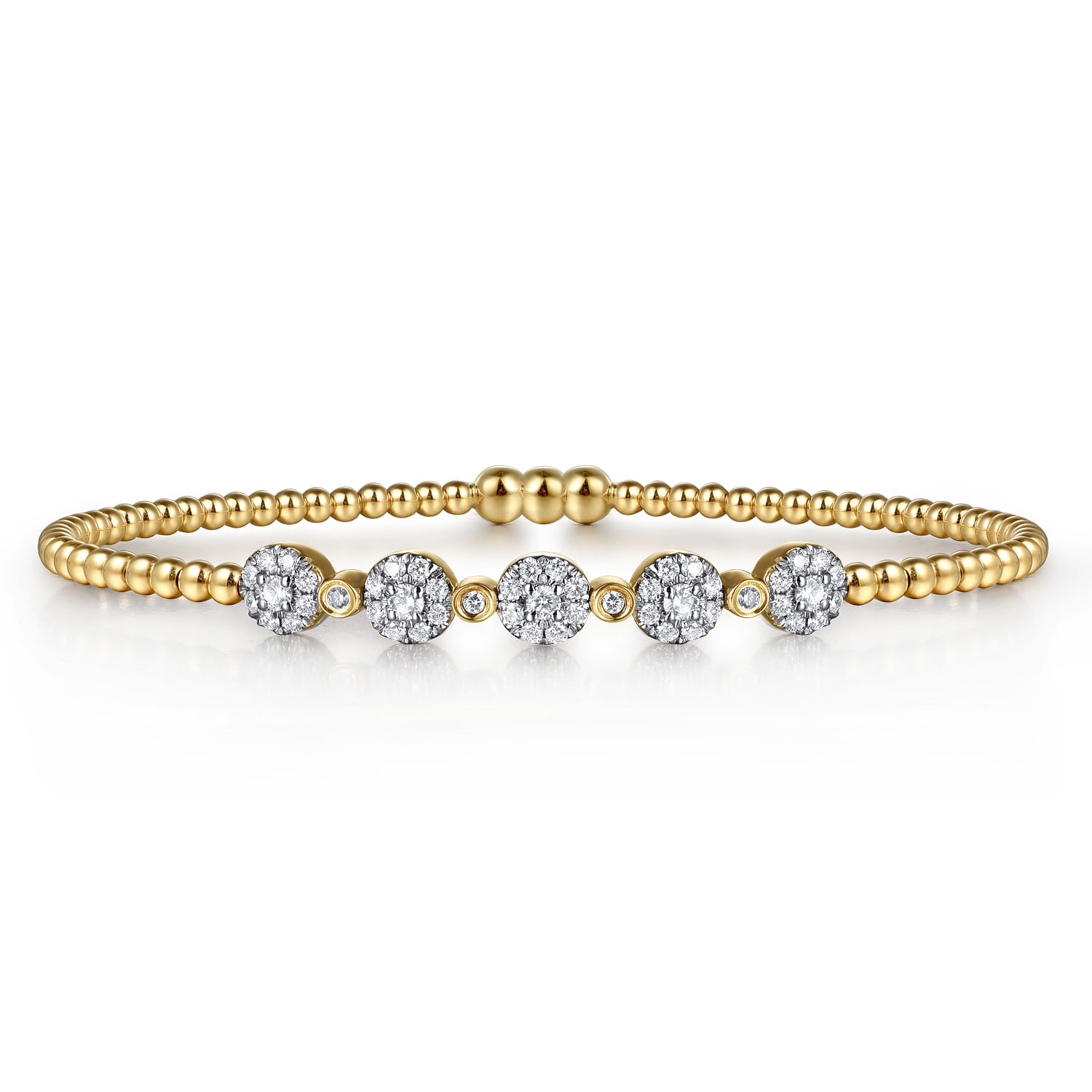 Gabriel & Co. 14K Yellow Gold Bujukan Diamond Clusters Locking Bangle
