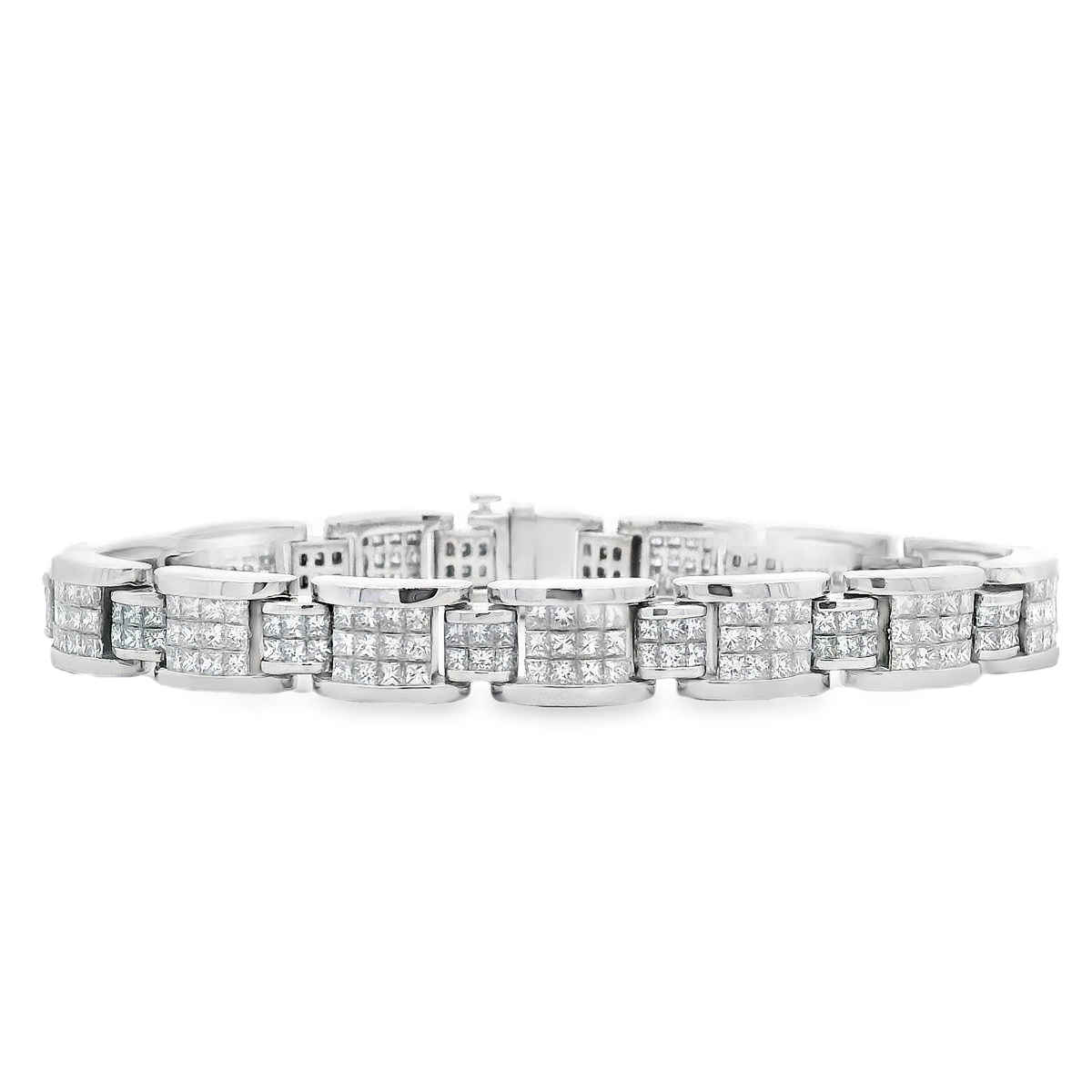 18K White Gold Invisible-Set Diamond Links Bracelet