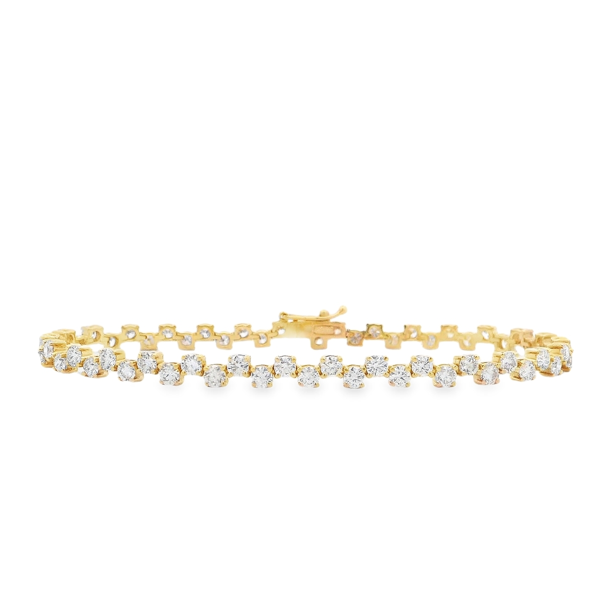 18K Yellow Gold Alternating Diamond Tennis Bracelet