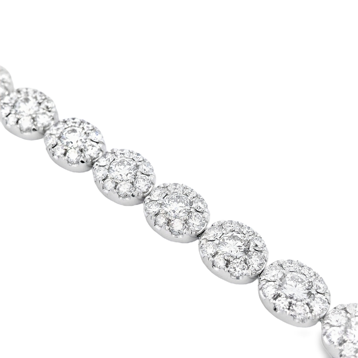 18K White Gold Diamond Halo Bracelet