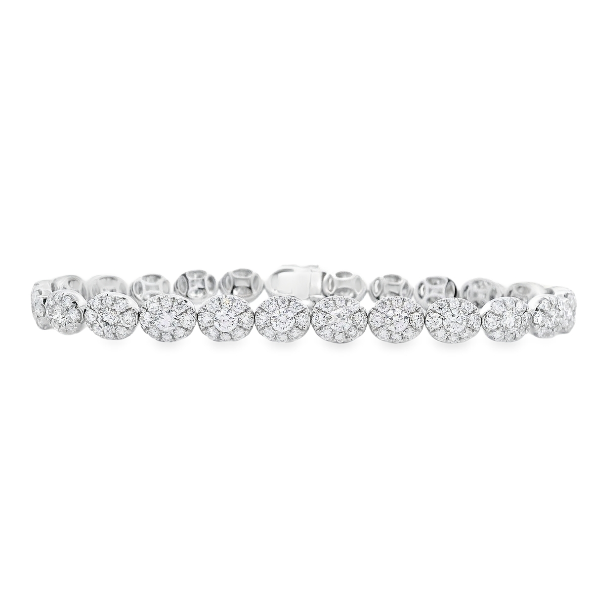 18K White Gold Diamond Halo Bracelet