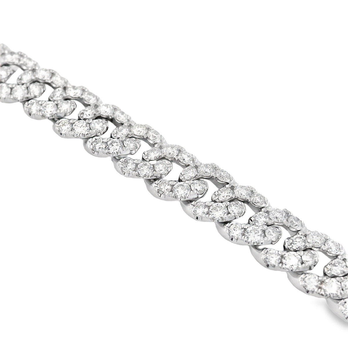 18K White Gold Pave Diamond Chain-Style Bracelet