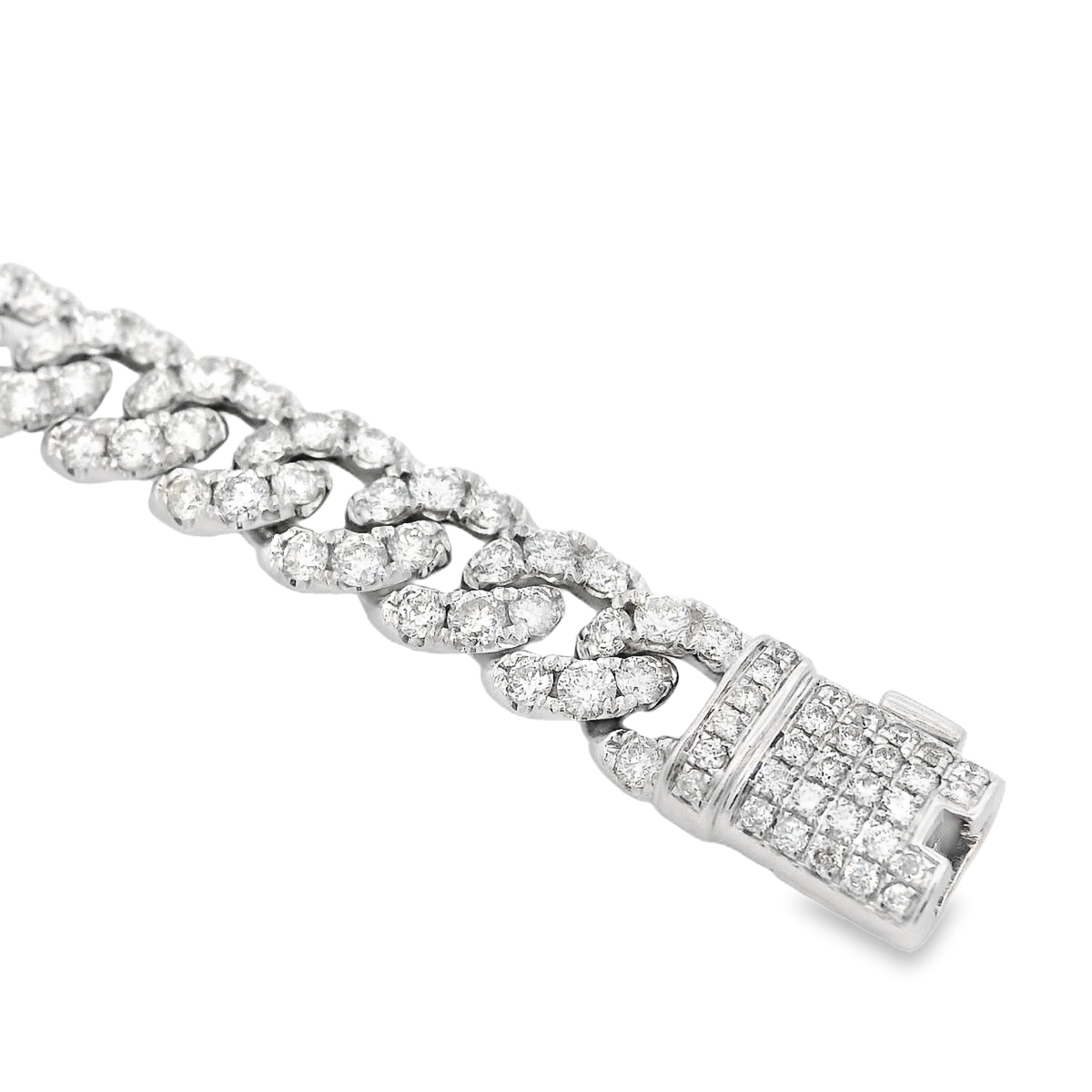 18K White Gold Pave Diamond Chain-Style Bracelet