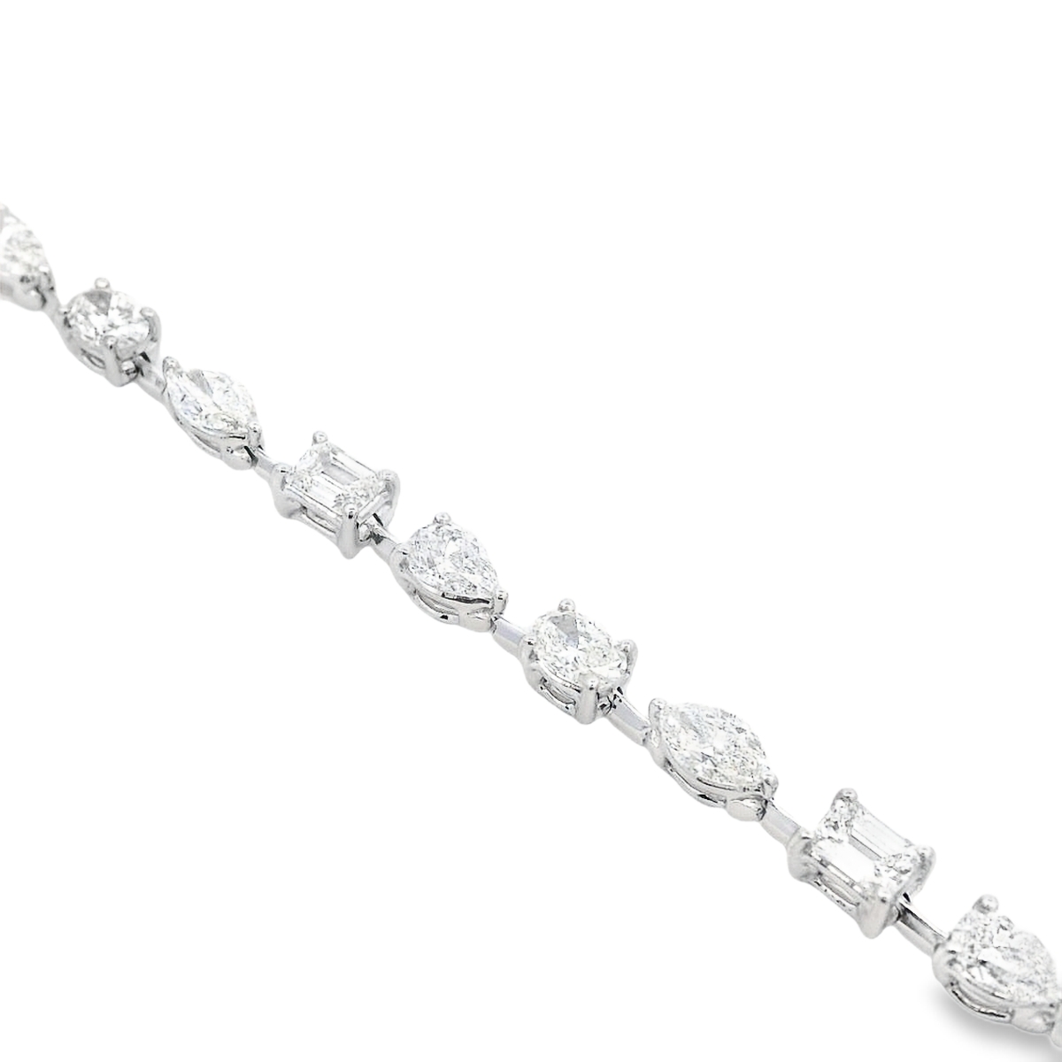 18K White Gold Mix-Shape Diamond Station Bracelet