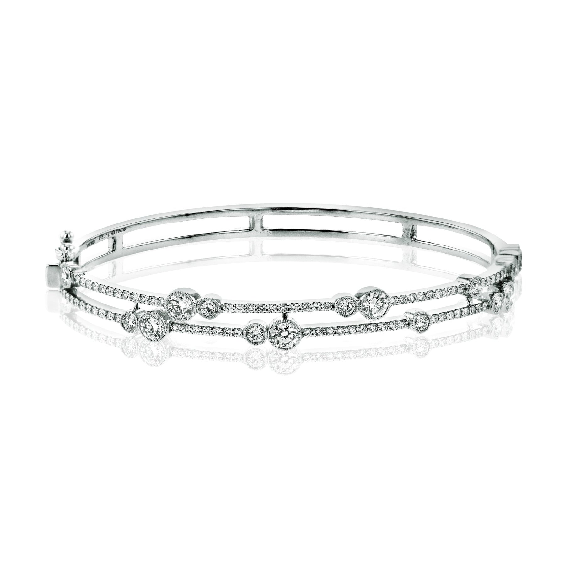 Simon G. 18K White Gold Two-Row Diamond Accent Bangle