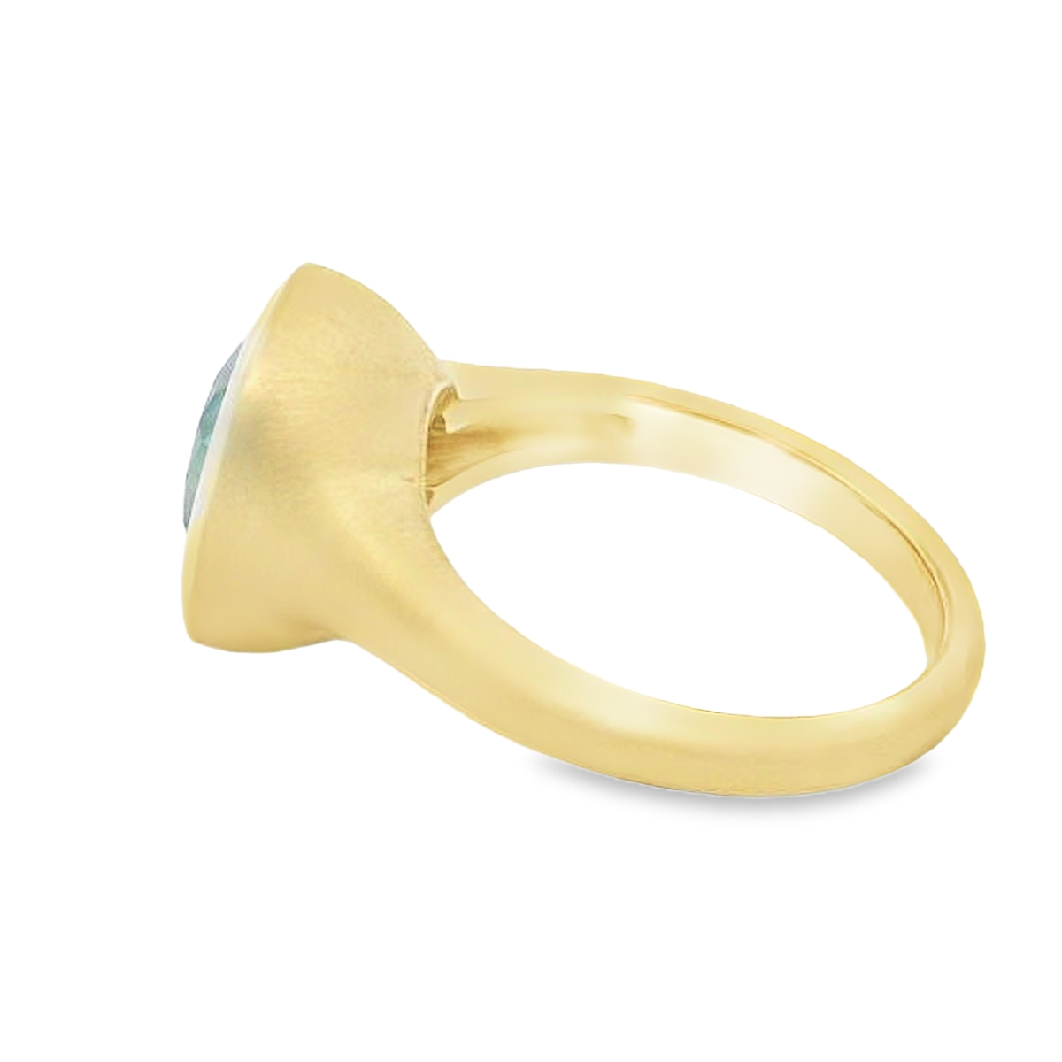 Lauren K 18K Yellow Gold Bezel Cushion Blue Zircon Ring