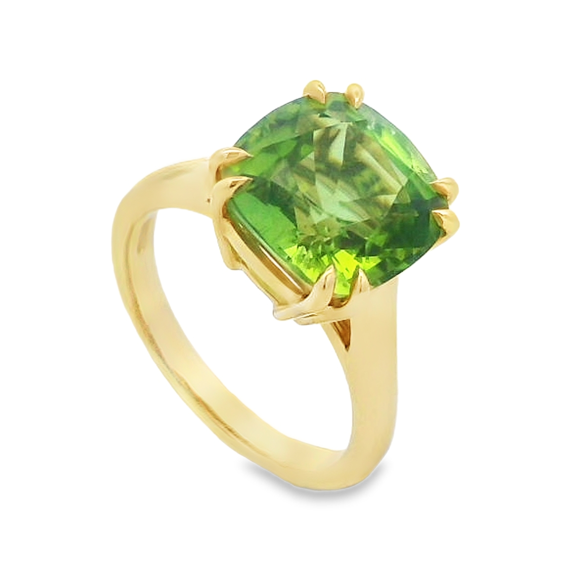 Lauren K 18K Yellow Gold Cushion Cut Peridot Ring
