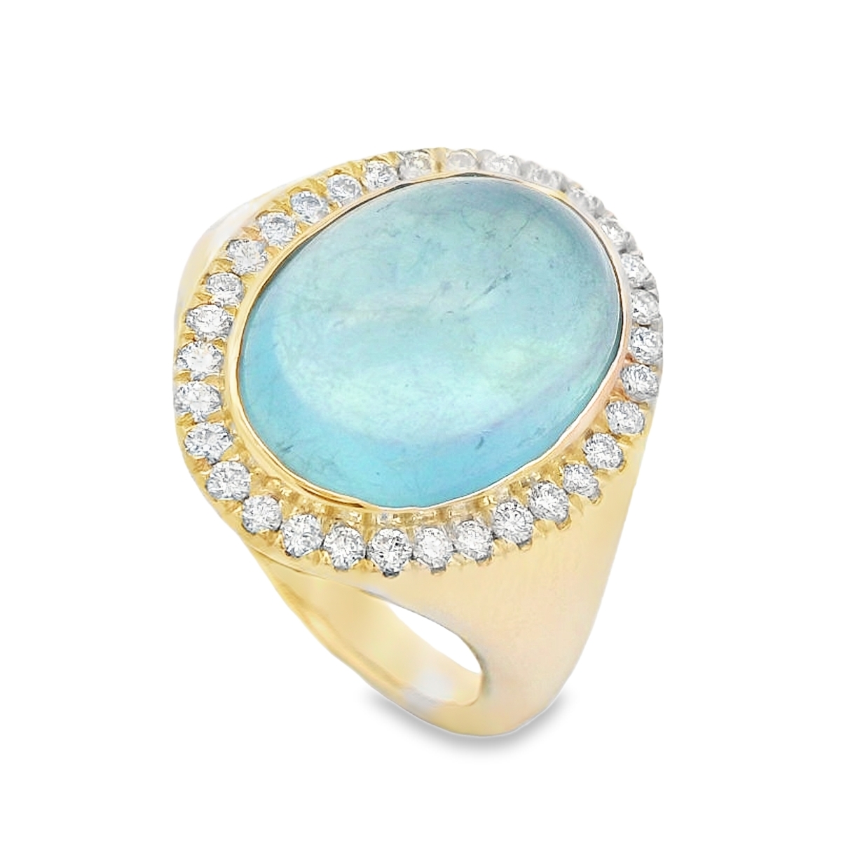 Rudolf Friedmann 14K Yellow Gold Aquamarine & Diamond Statement Ring