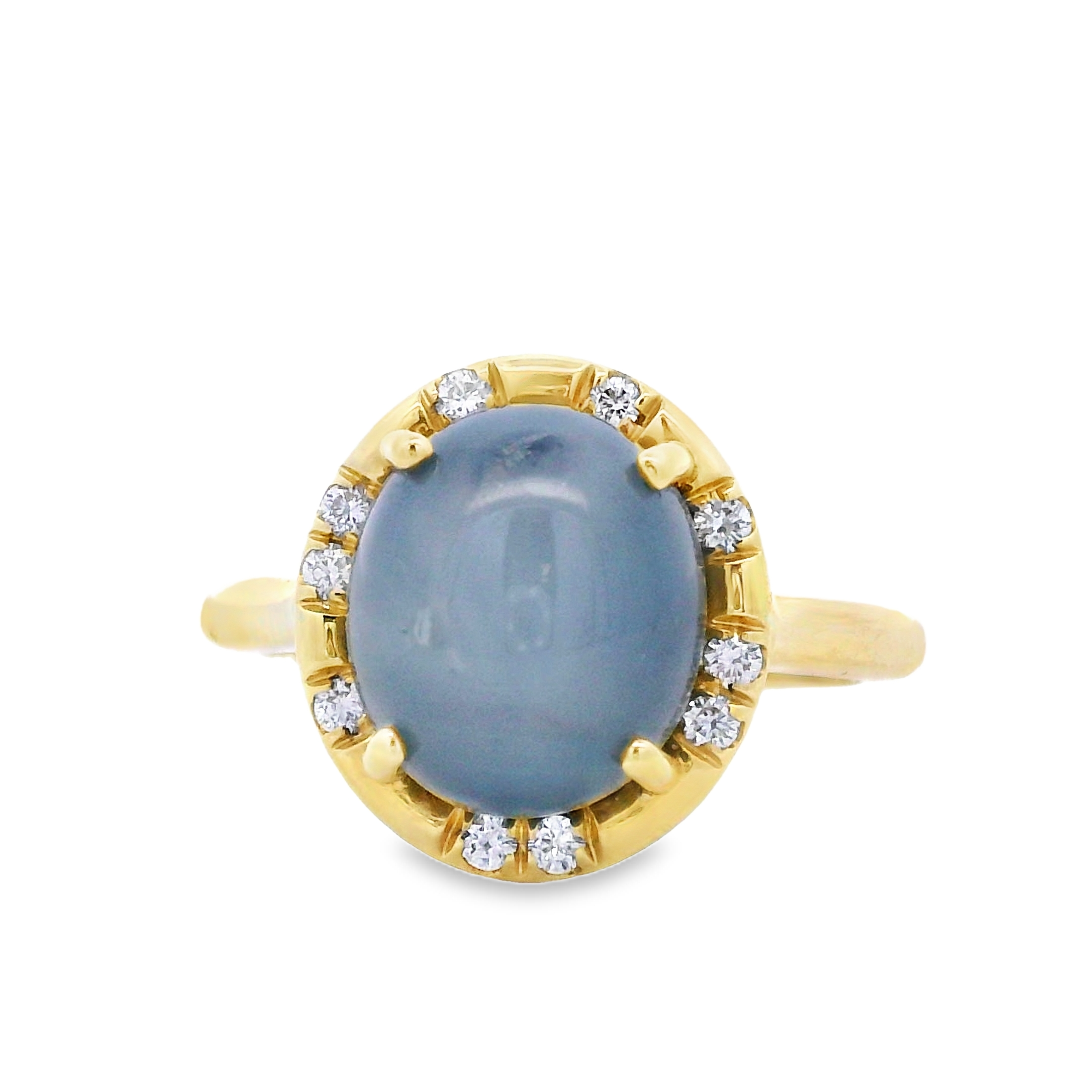 Lauren K 18K Yellow Gold Star Sapphire Sprinkle Halo Ring