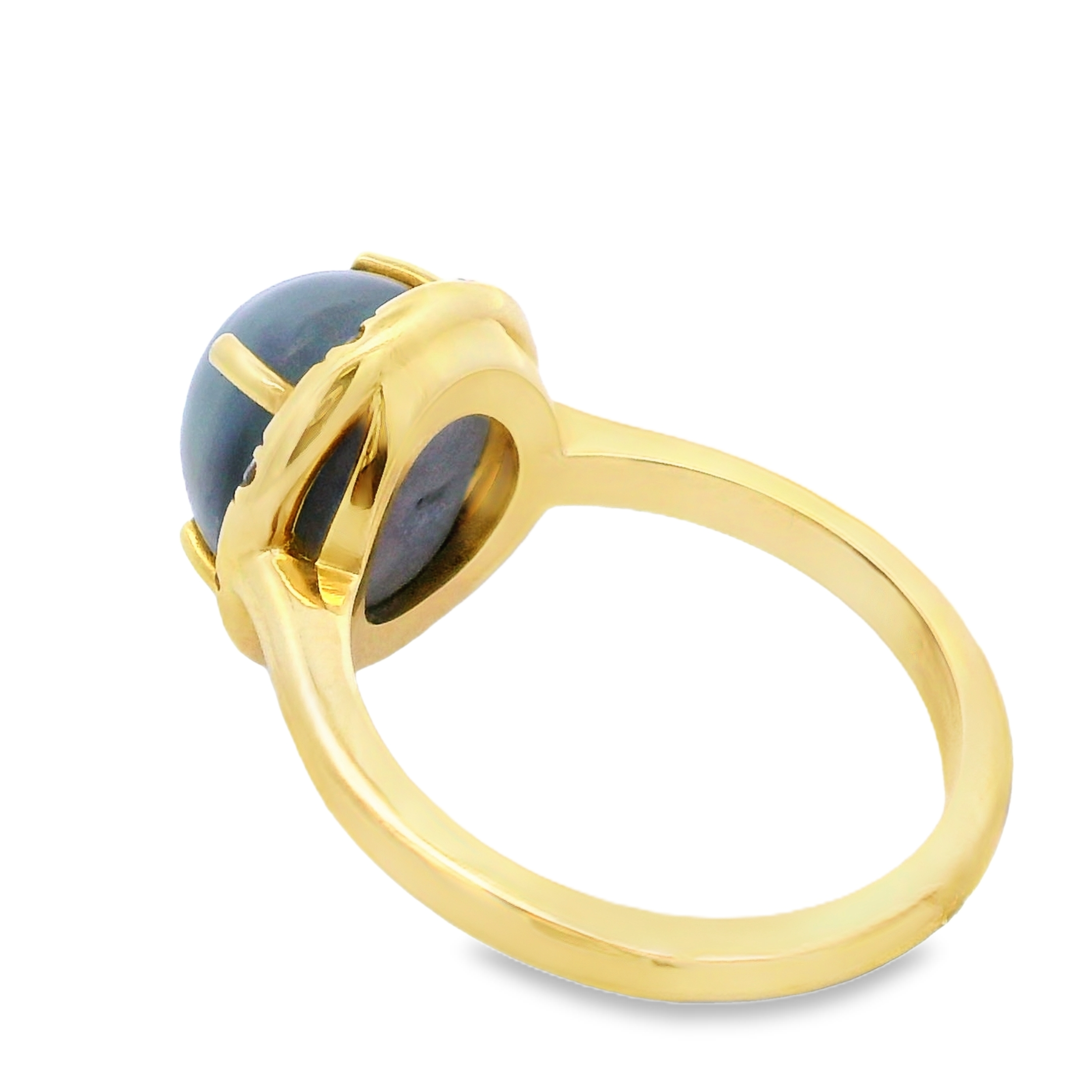 Lauren K 18K Yellow Gold Star Sapphire Sprinkle Halo Ring