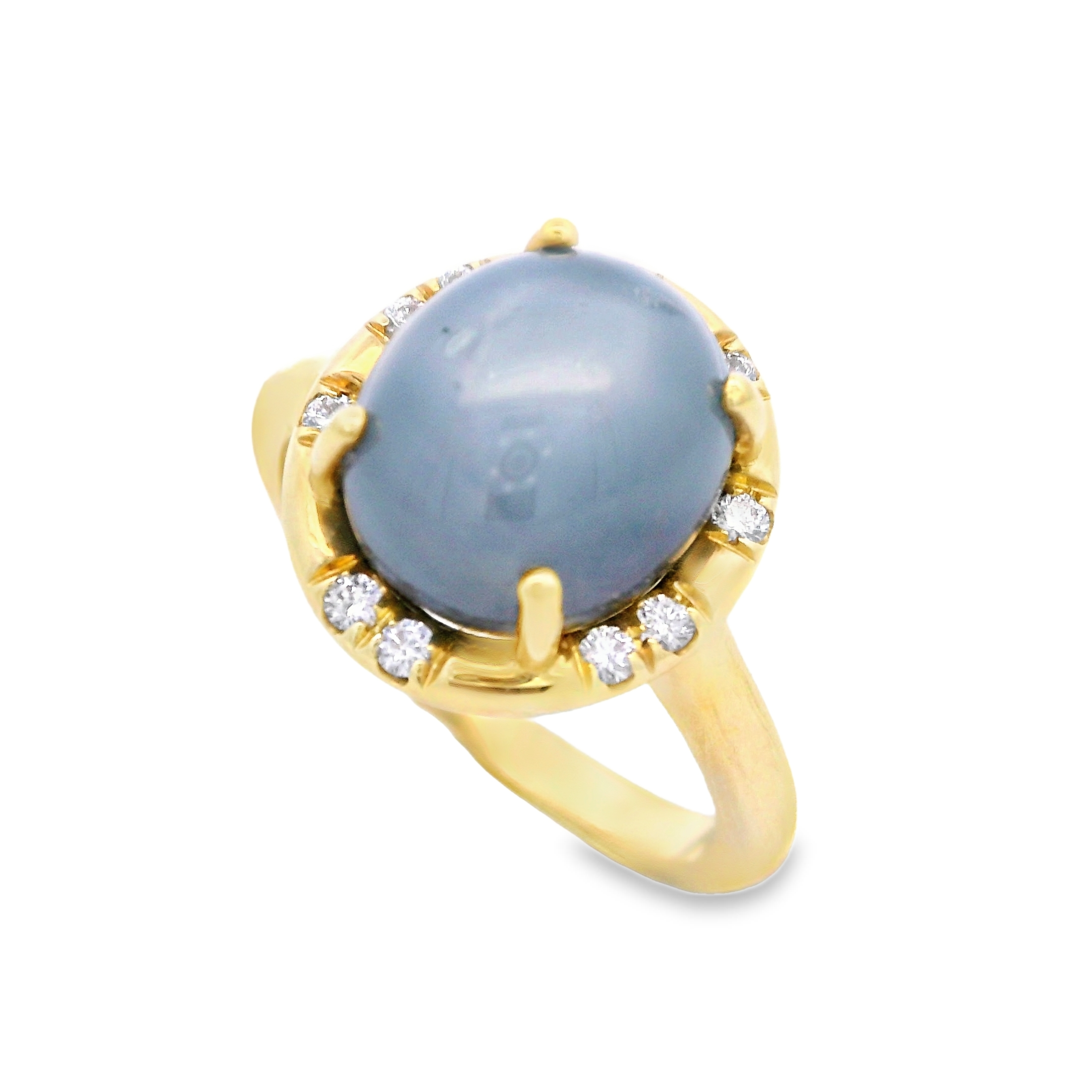 Lauren K 18K Yellow Gold Star Sapphire Sprinkle Halo Ring